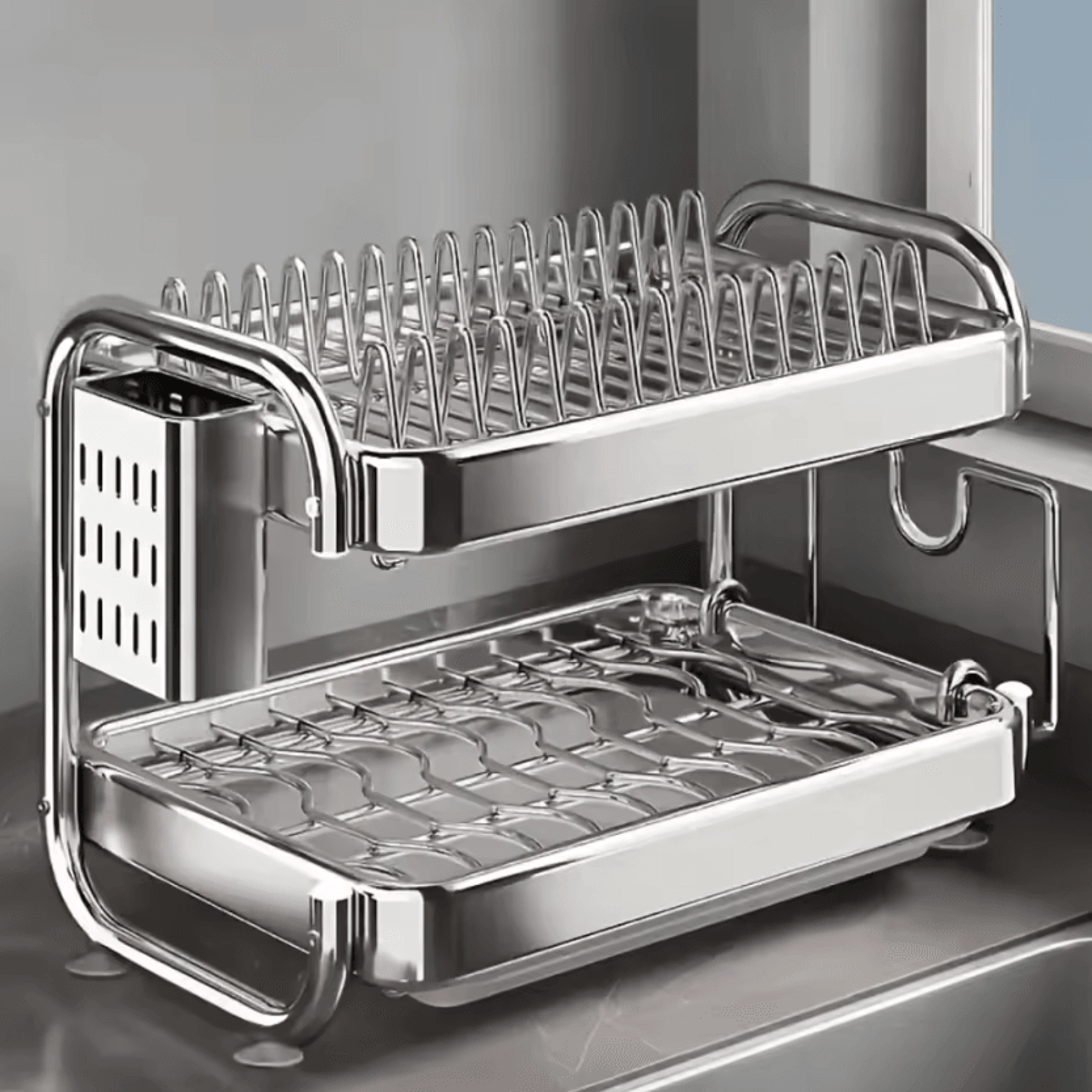 MultiLayer Stainless Steel Dish Drying Rack With LargeCapacity Storage 2