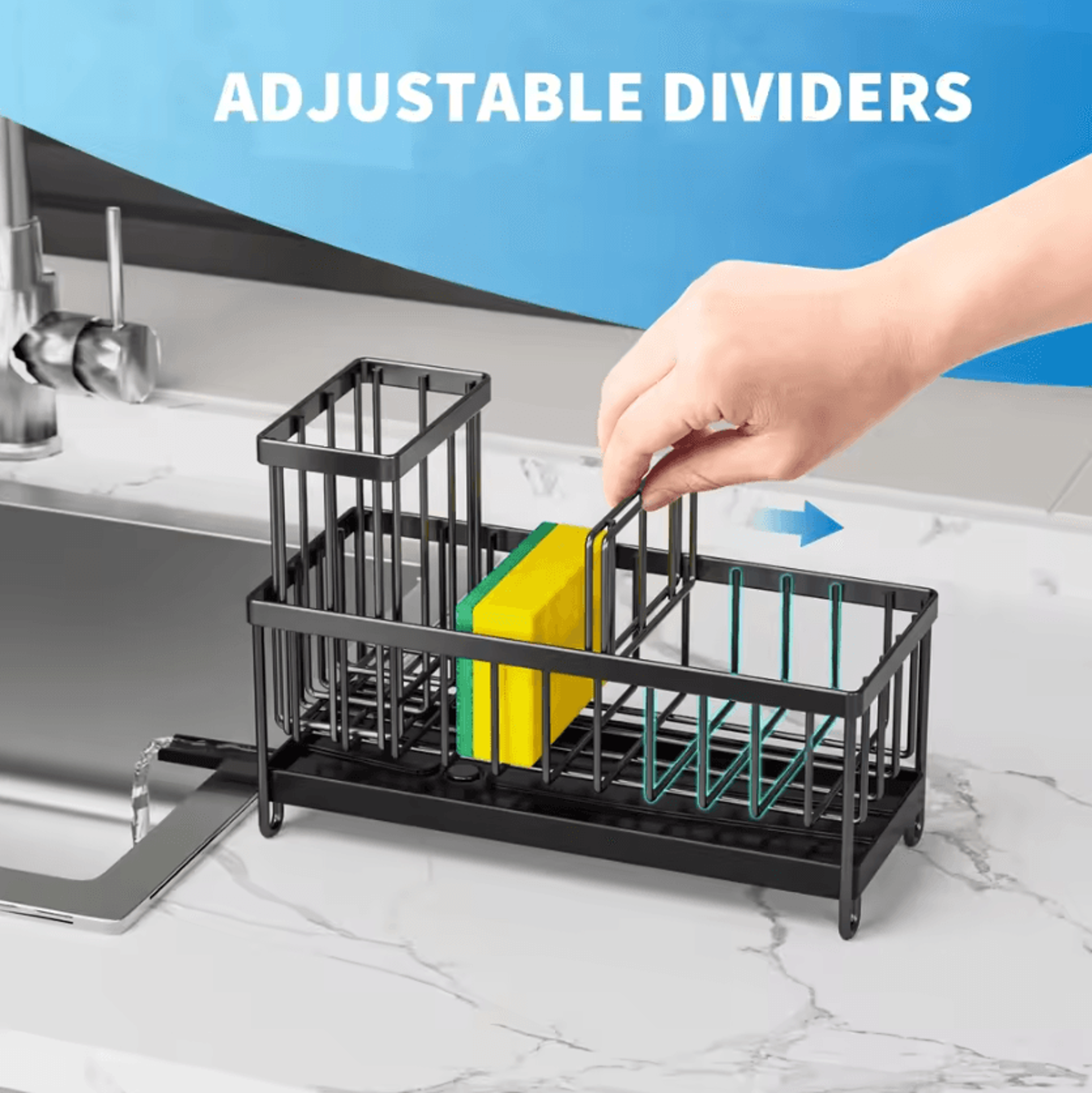 Kitchen Sink Sponge Holder With Brush Rack Organizer 2