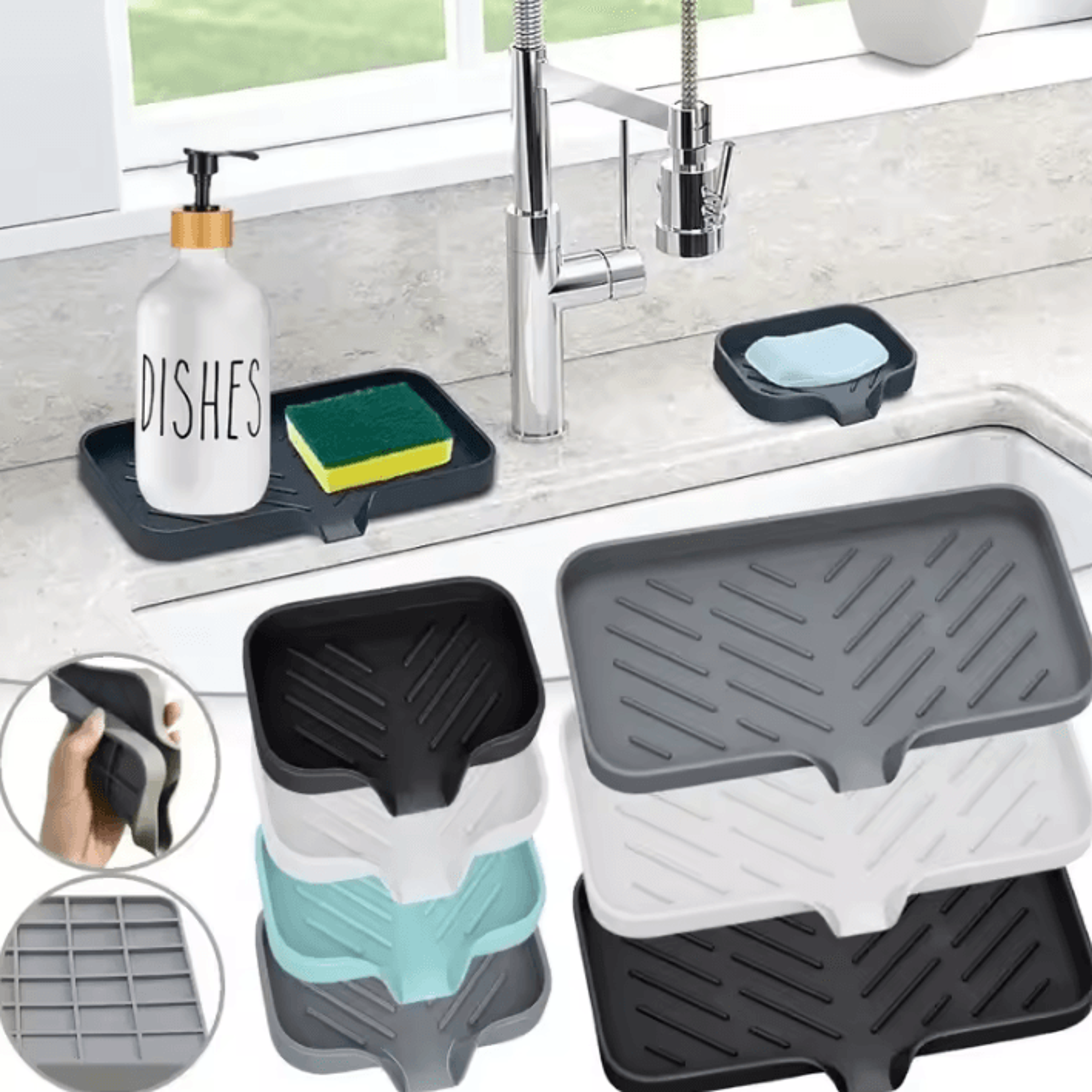 SelfDraining Silicone Sponge Holder  Soap Dish 0