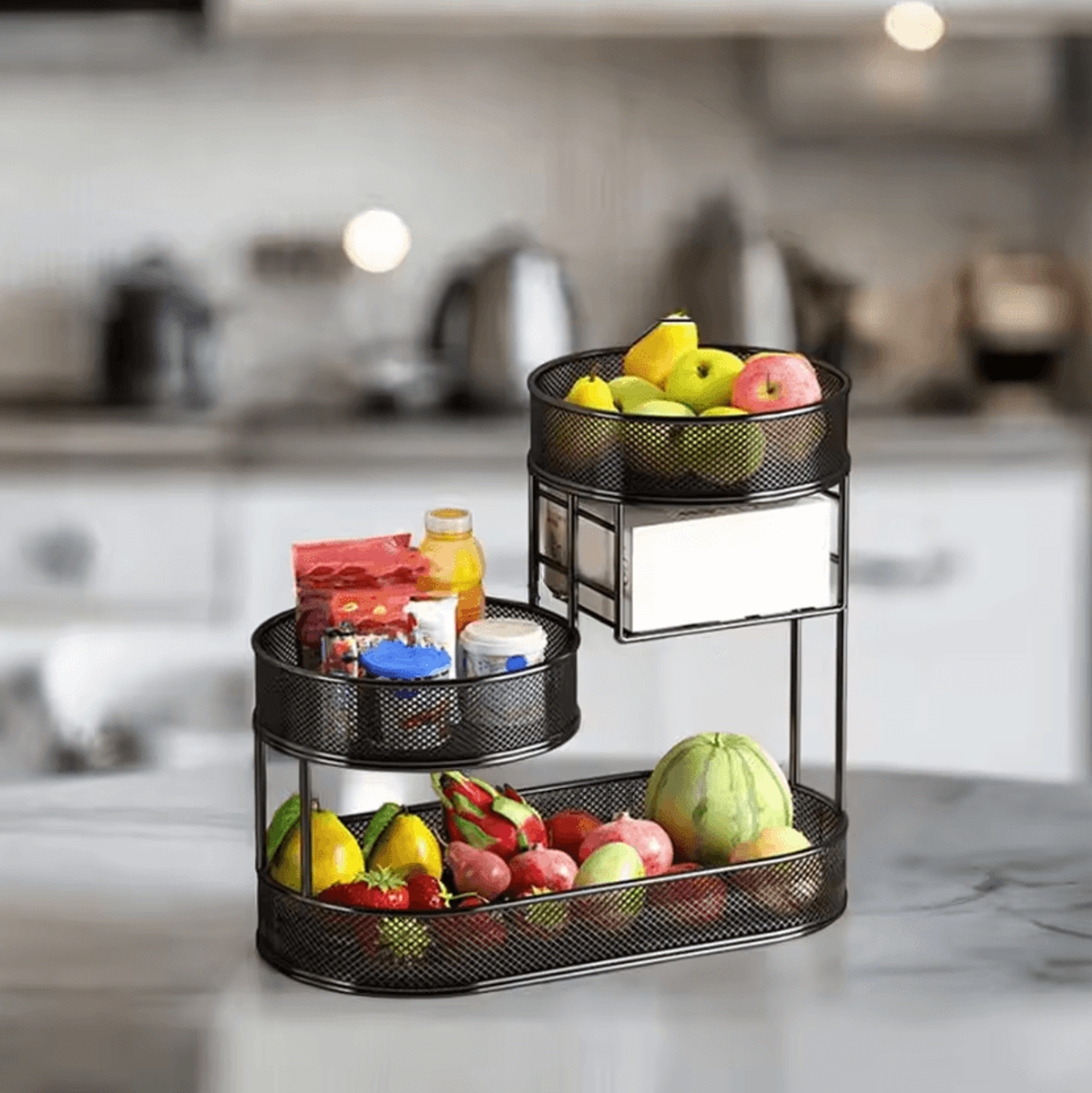 Metal Wire Countertop Fruit Basket  Serving Stand 1