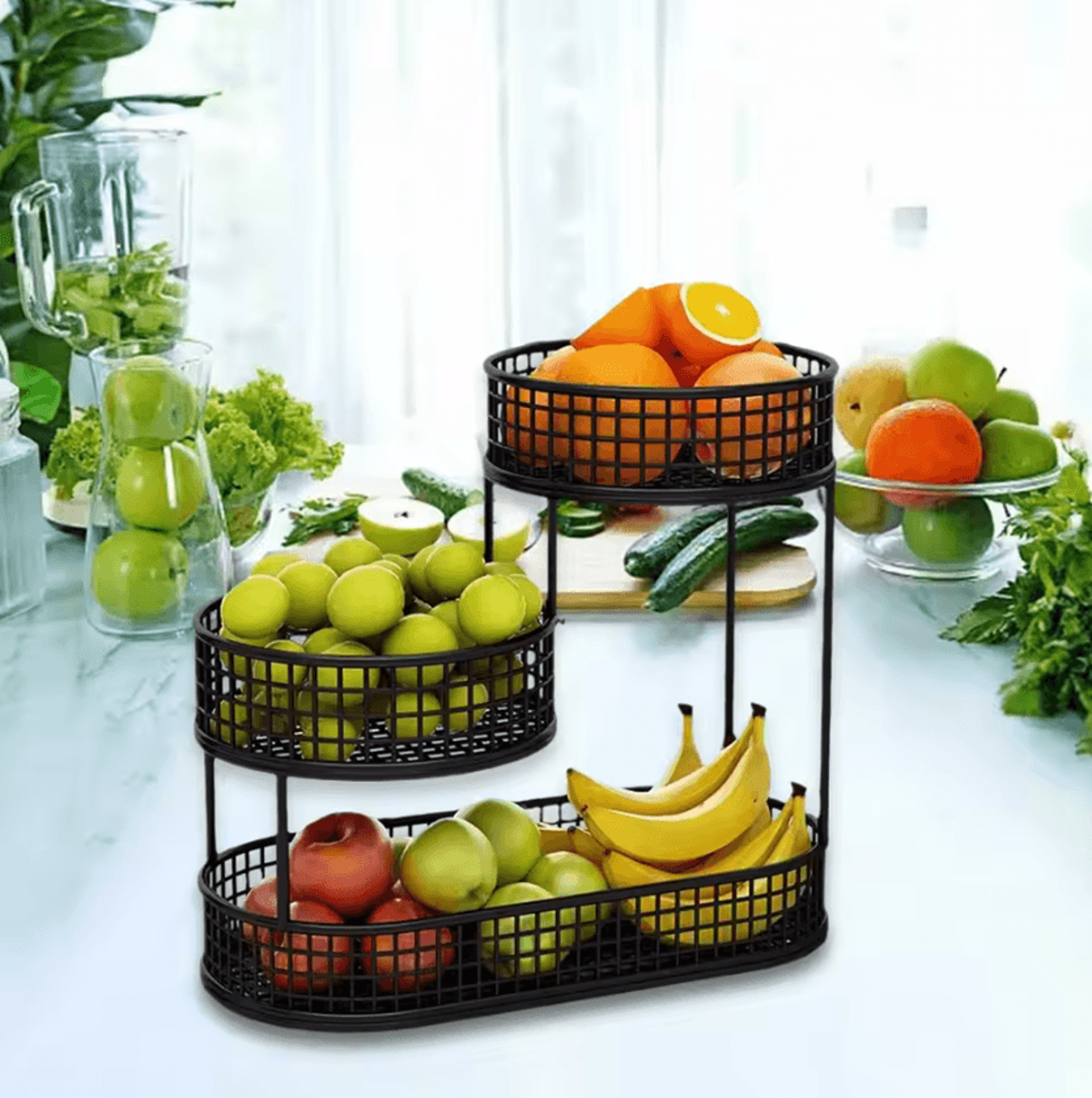 Metal Wire Countertop Fruit Basket  Serving Stand 2