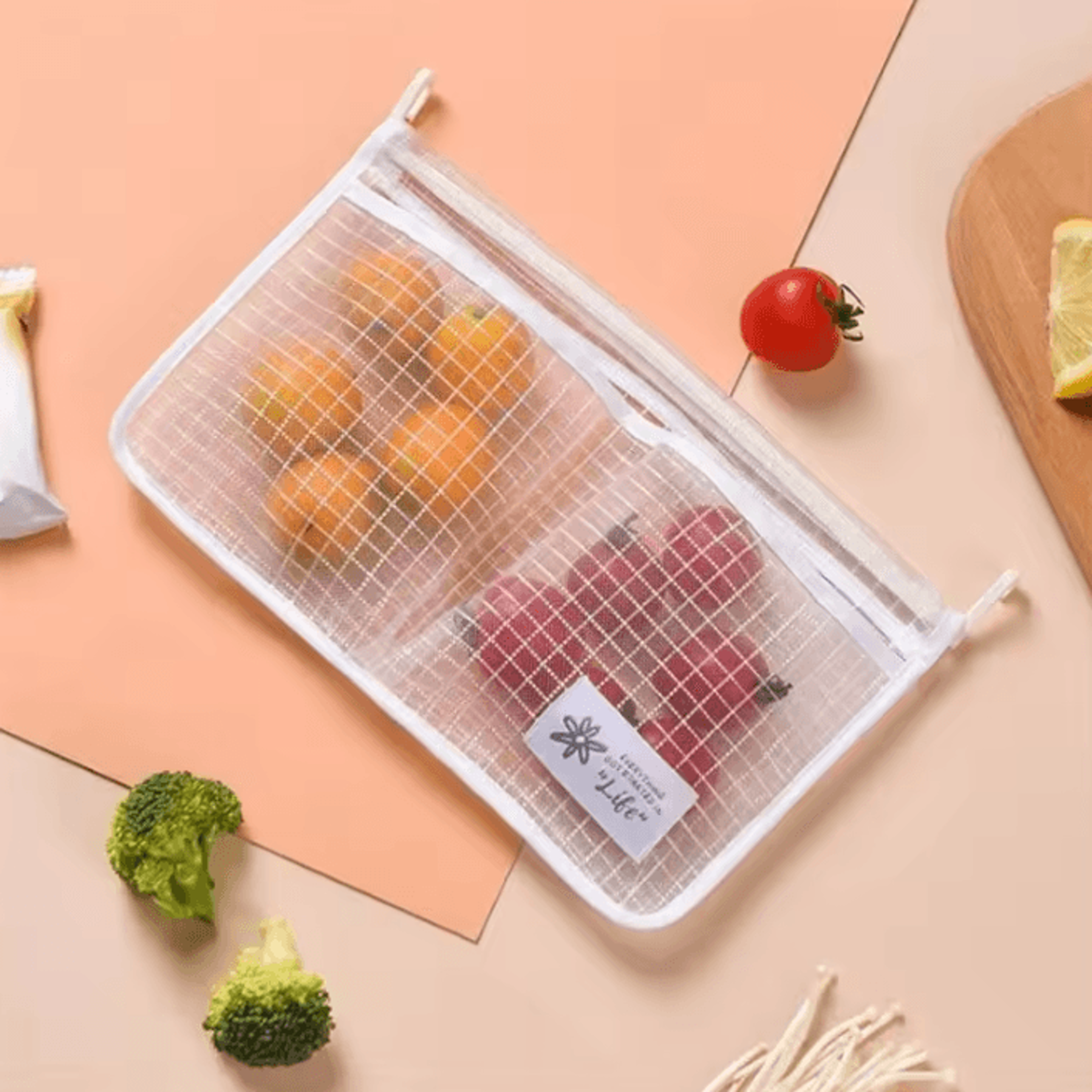 DoubleCompartment Refrigerator Mesh Storage Bag Organizer 3
