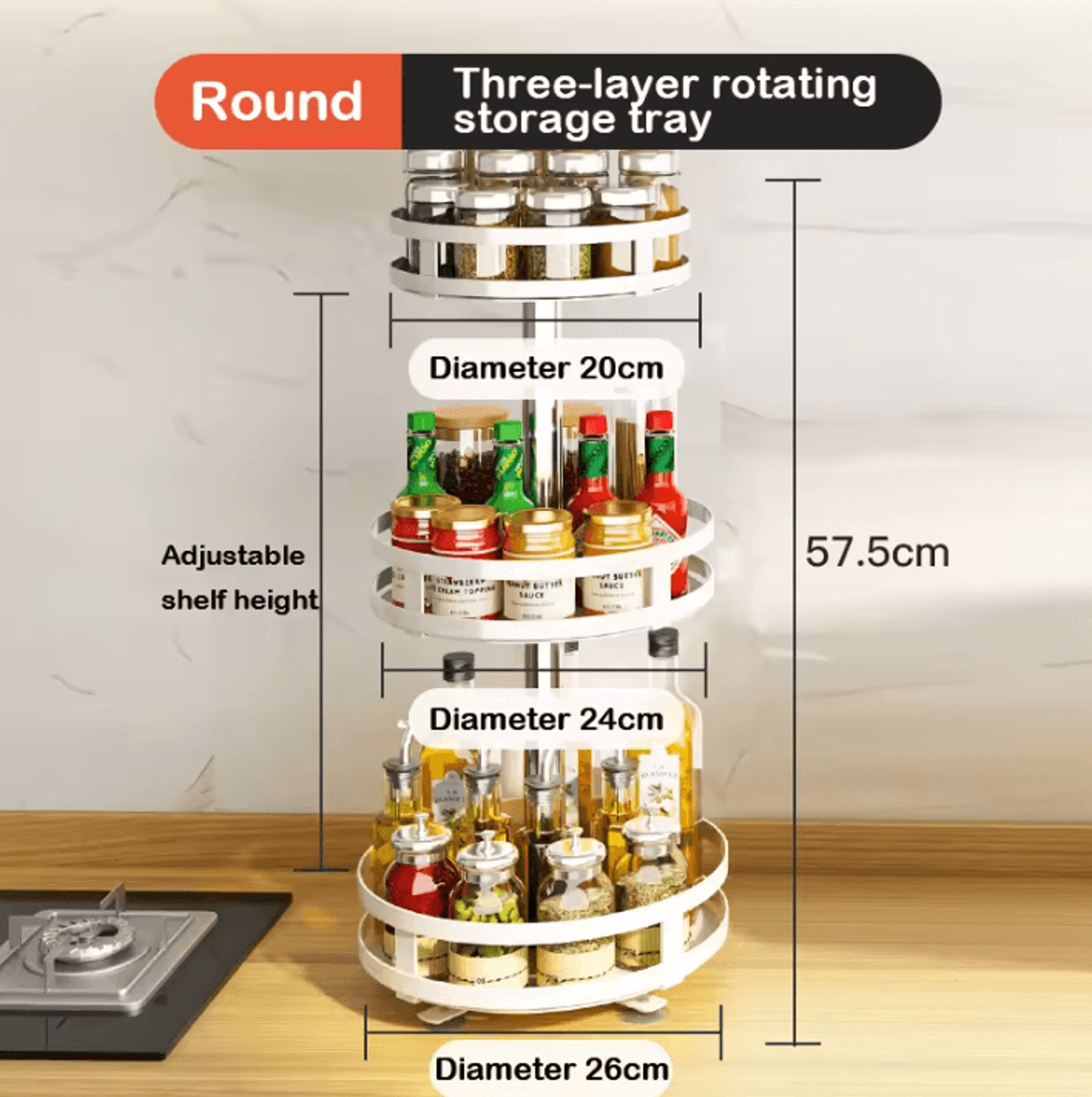 360 Rotating Kitchen Spice Organizer Turntable Rack 10