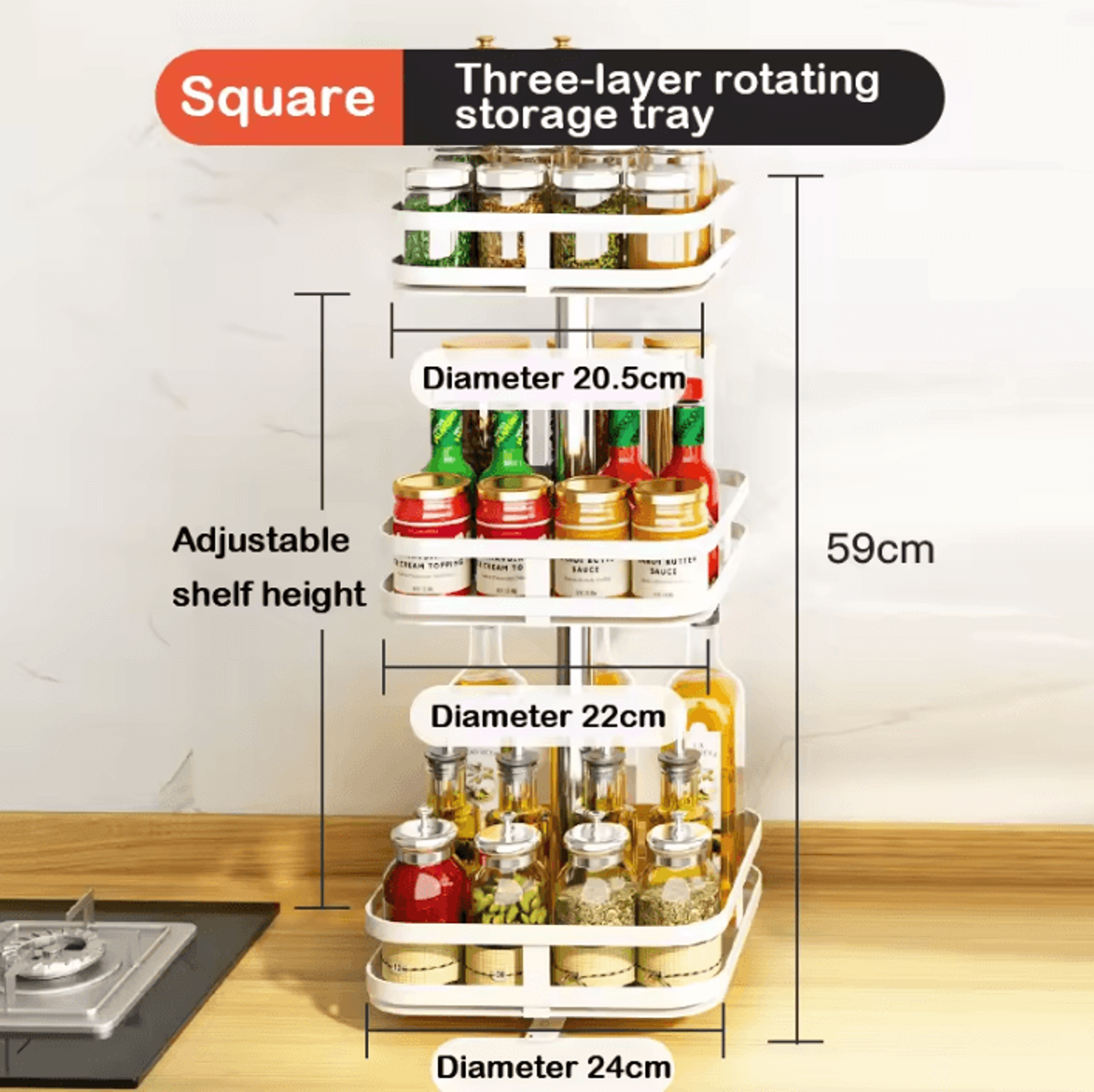 360 Rotating Kitchen Spice Organizer Turntable Rack 13
