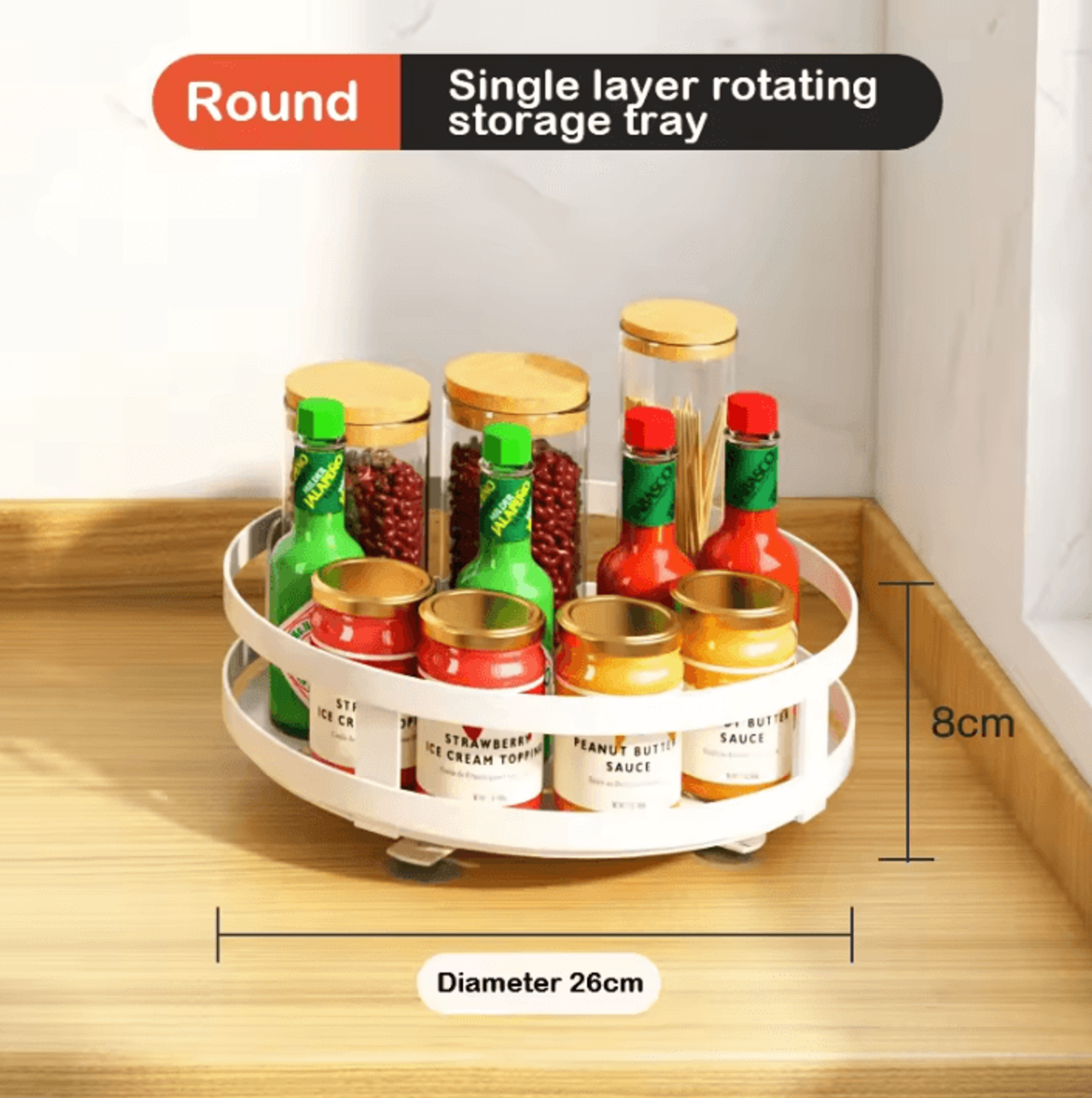 360 Rotating Kitchen Spice Organizer Turntable Rack 8