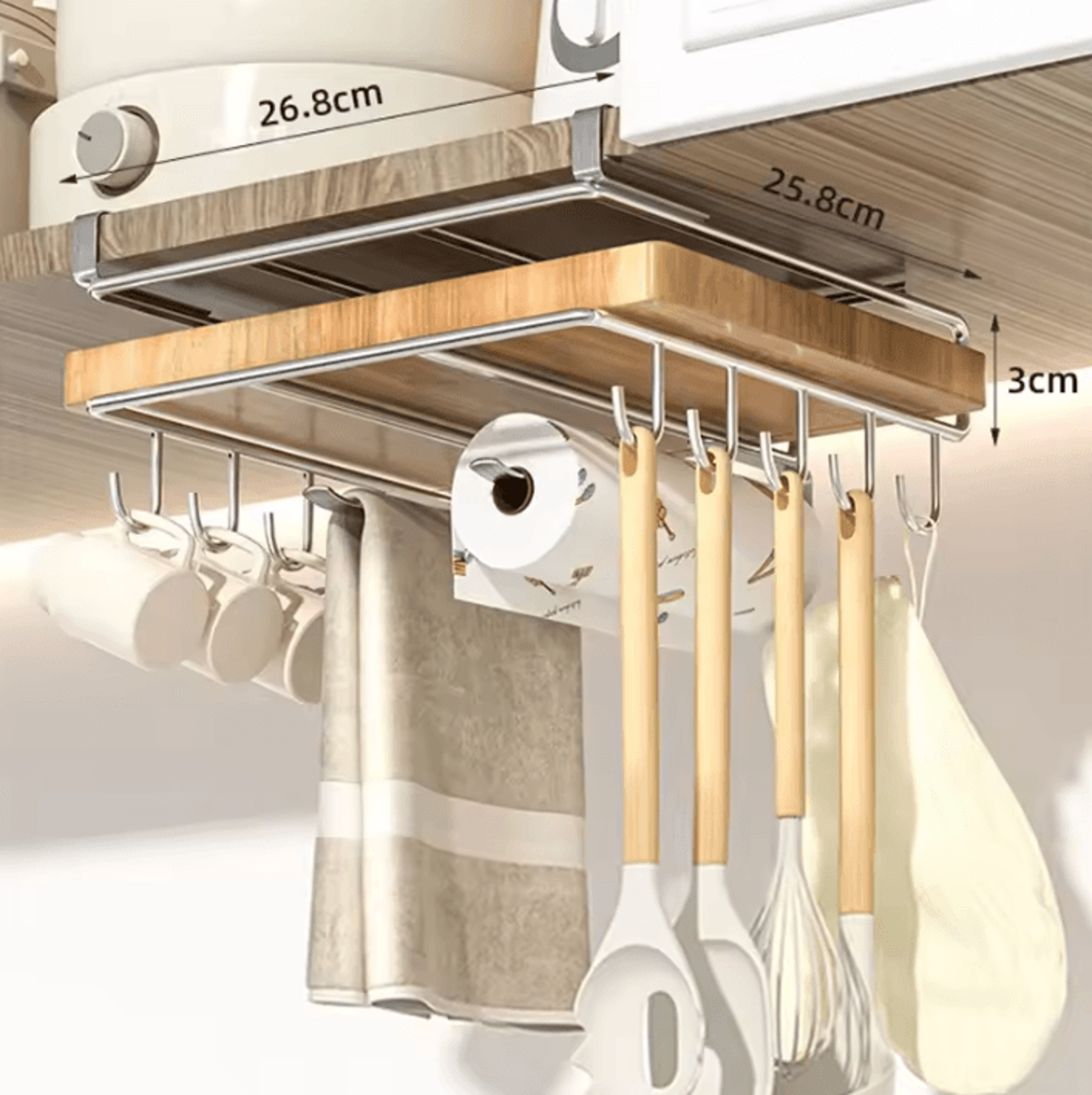 Stainless Steel Kitchen Hanging Organizer Rack With Hooks 4
