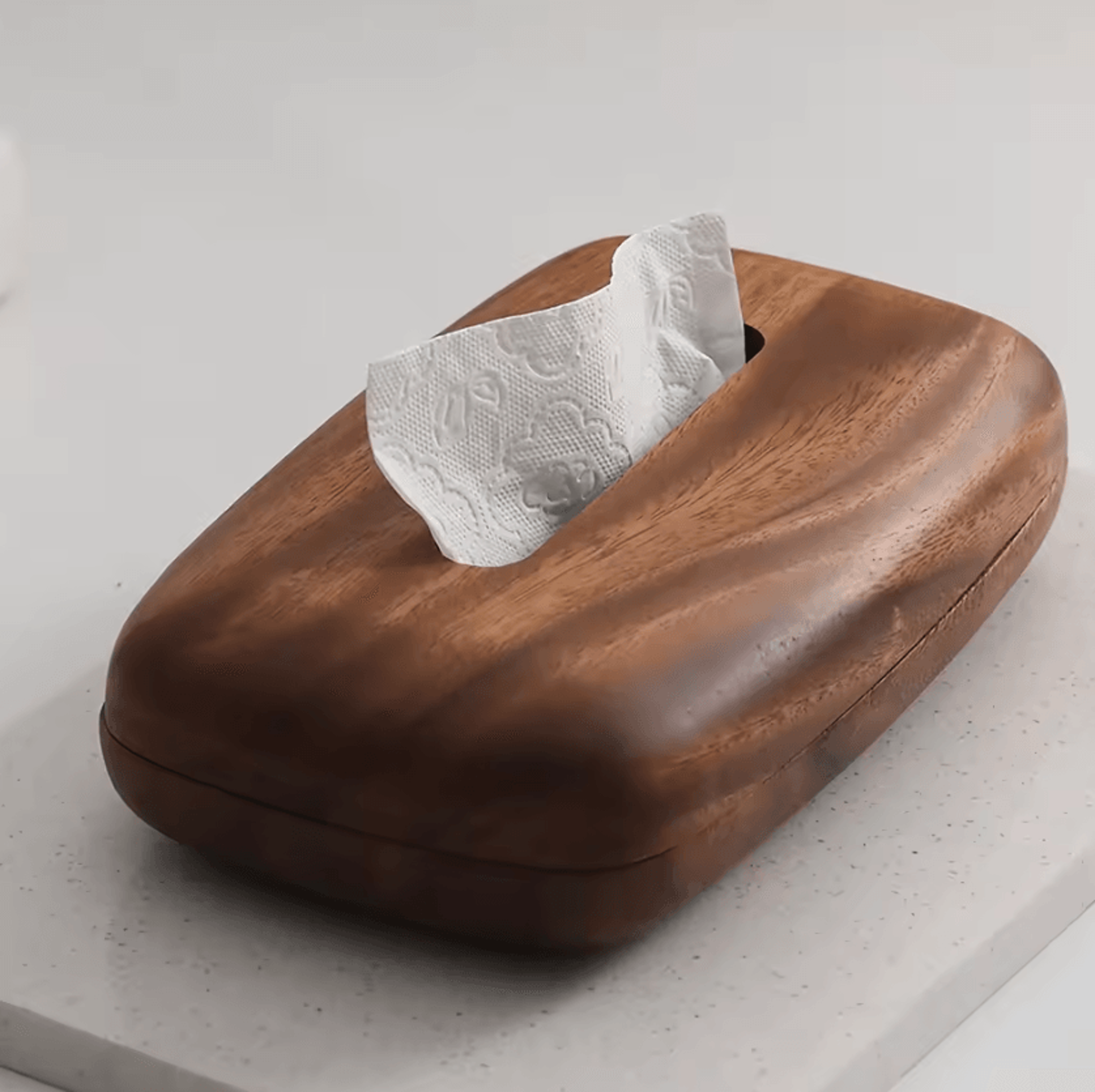 Walnut Wood Tissue Box Cover With Removable Lid 3