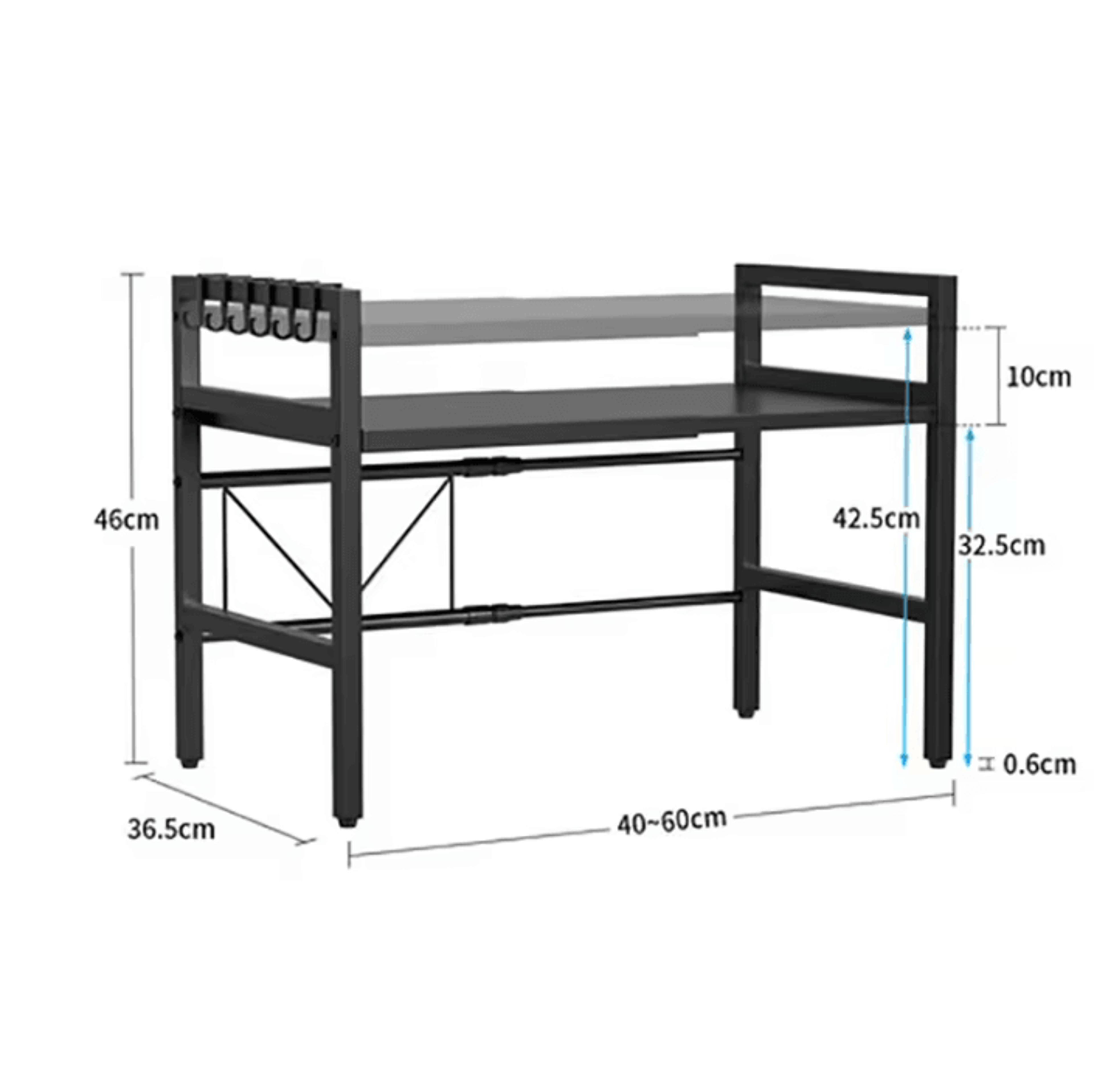 Expandable Microwave Oven Rack With 6 Hooks 2