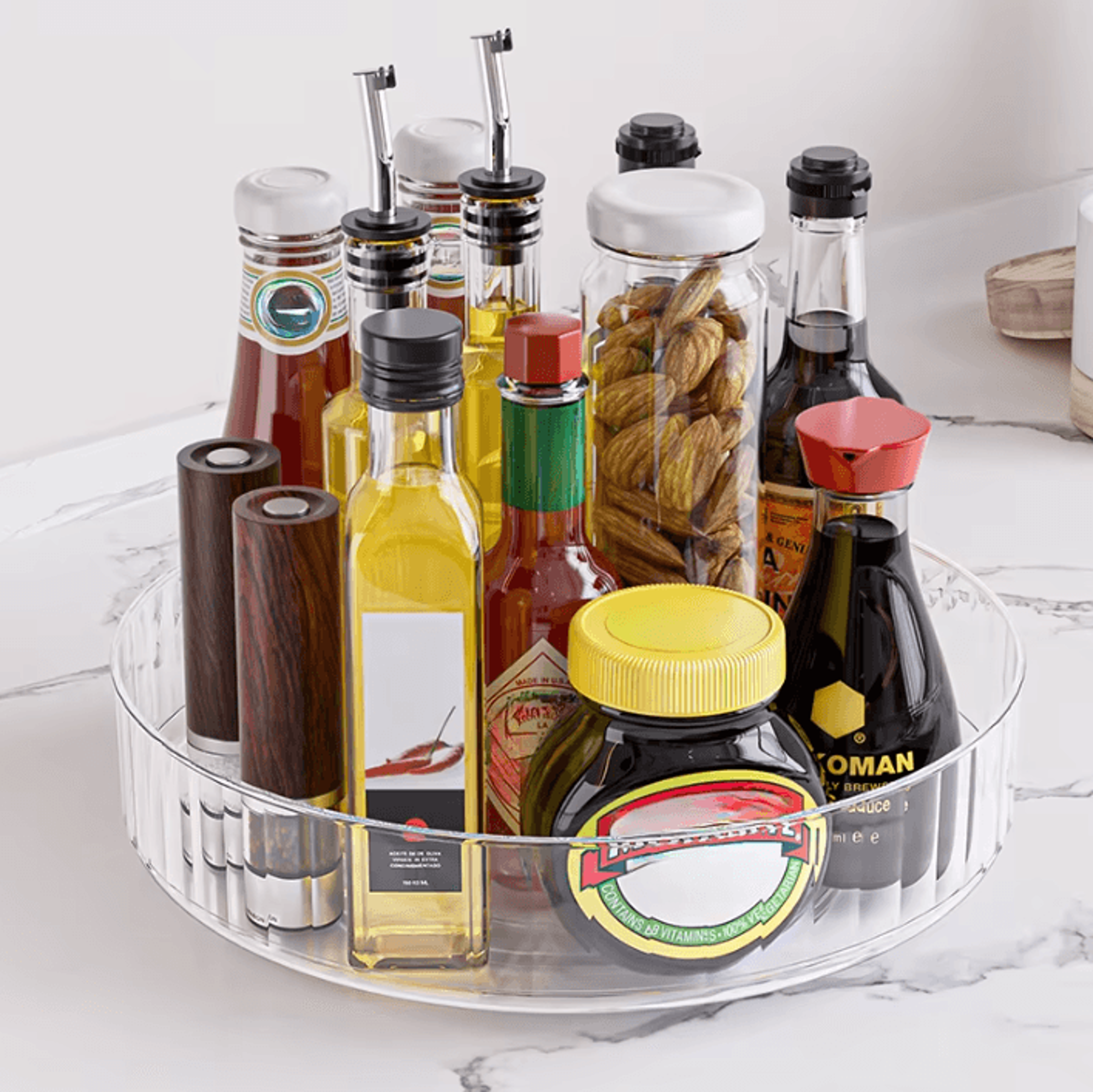 360 Rotating Tray Lazy Susan Fridge Organizer Turntable Storage Tray Clear Food Storage Organizer S 2