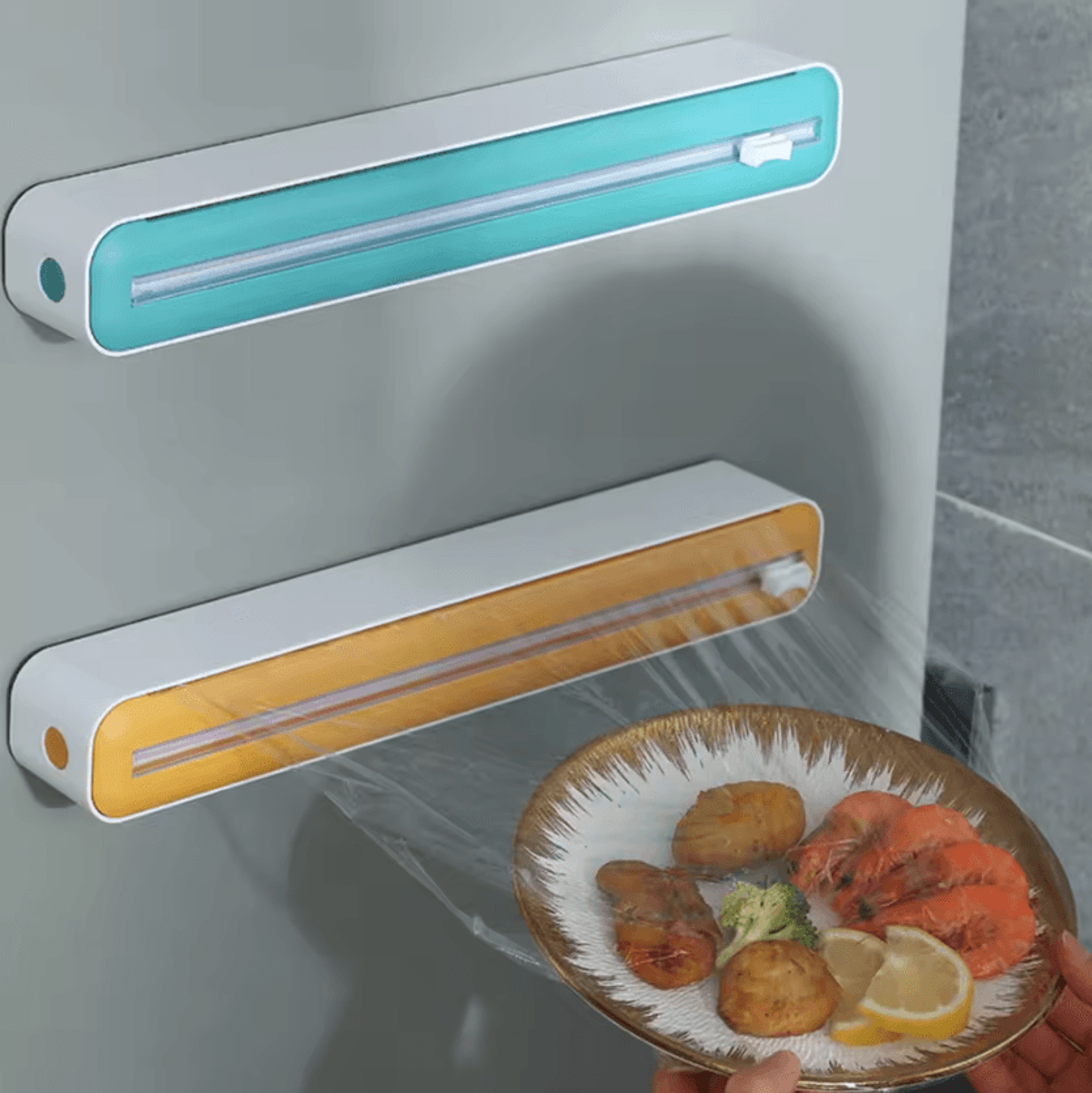 Refillable Cling Film Wrap Dispenser With Slide Cutter For Easy Food Storage 2