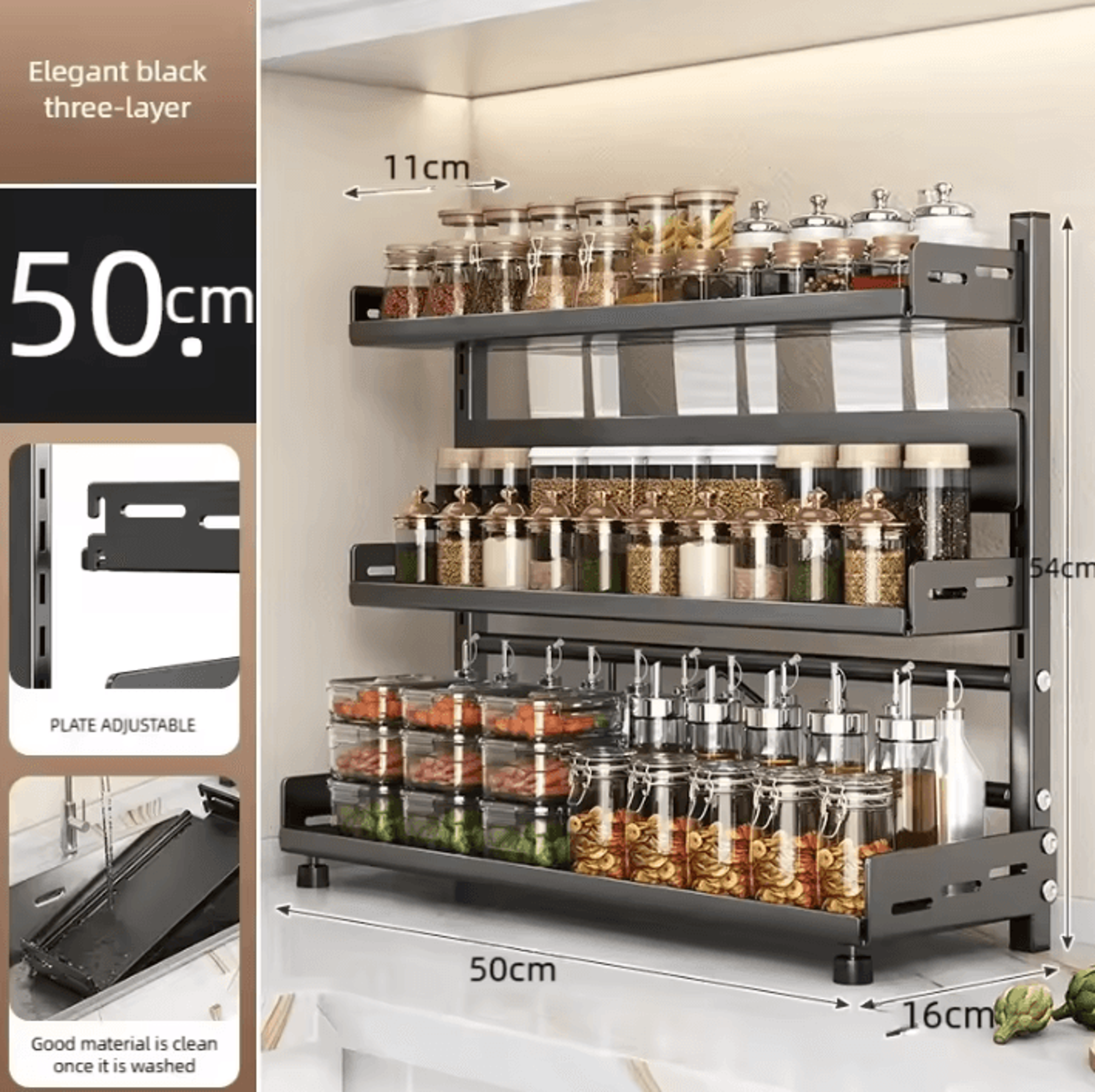 Adjustable 3Tier Spice Rack Organizer For Countertop  Cabinet Storage 4