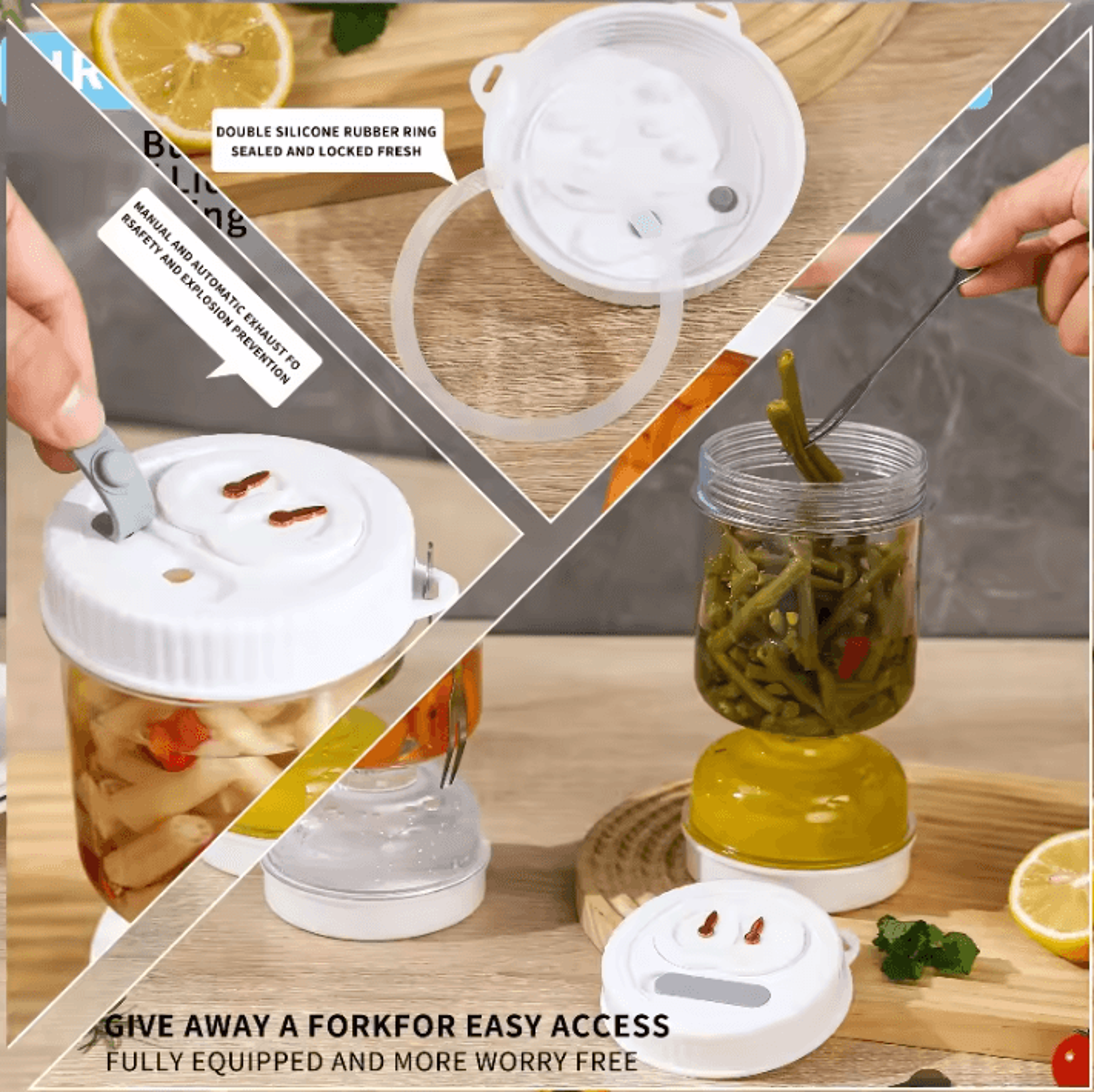 Hourglass Flip Pickle Jar With Strainer  Leakproof Lid 4