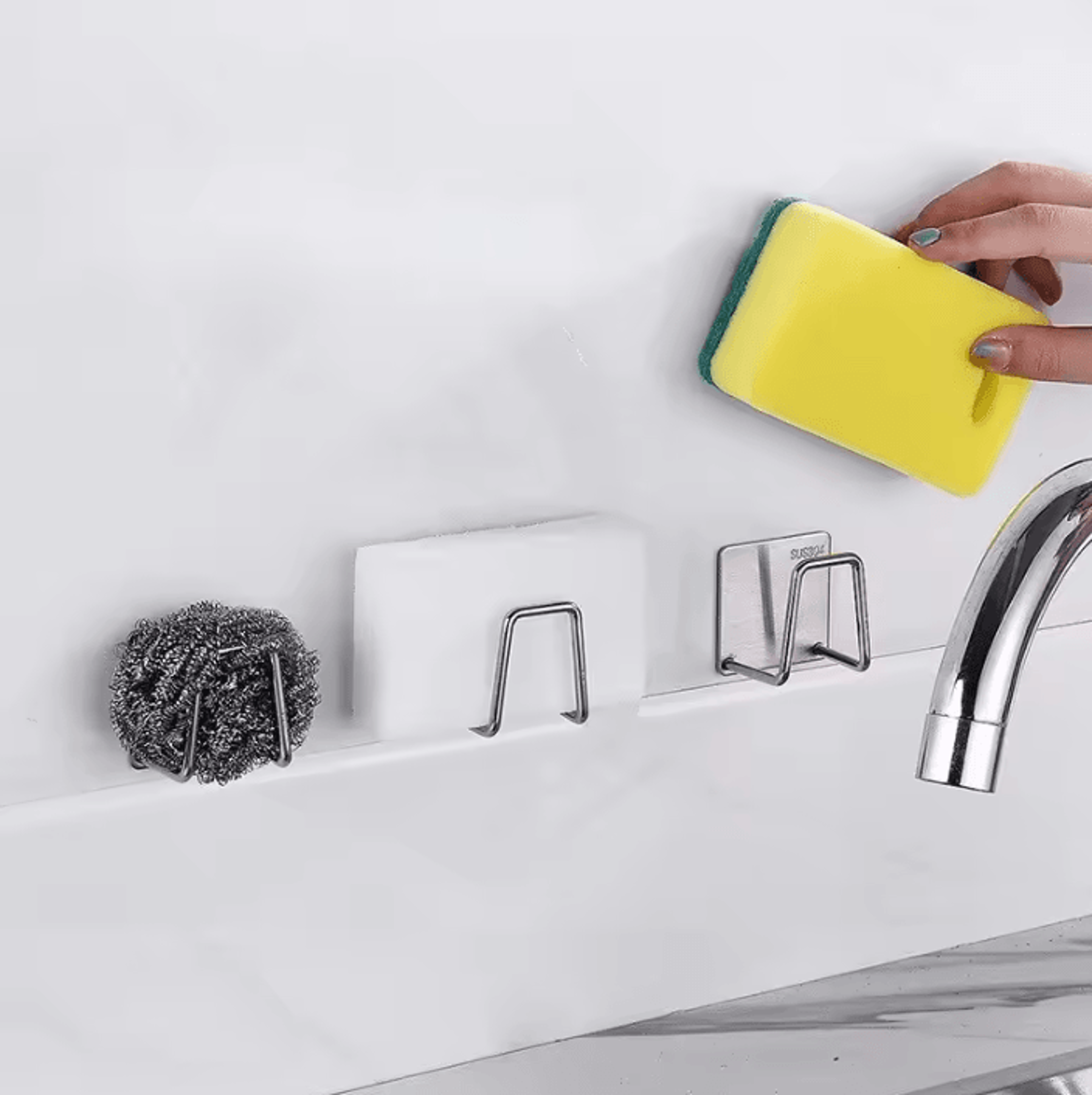 WallMount Kitchen Sink Organizer Rack With Cutting Board Holder 0