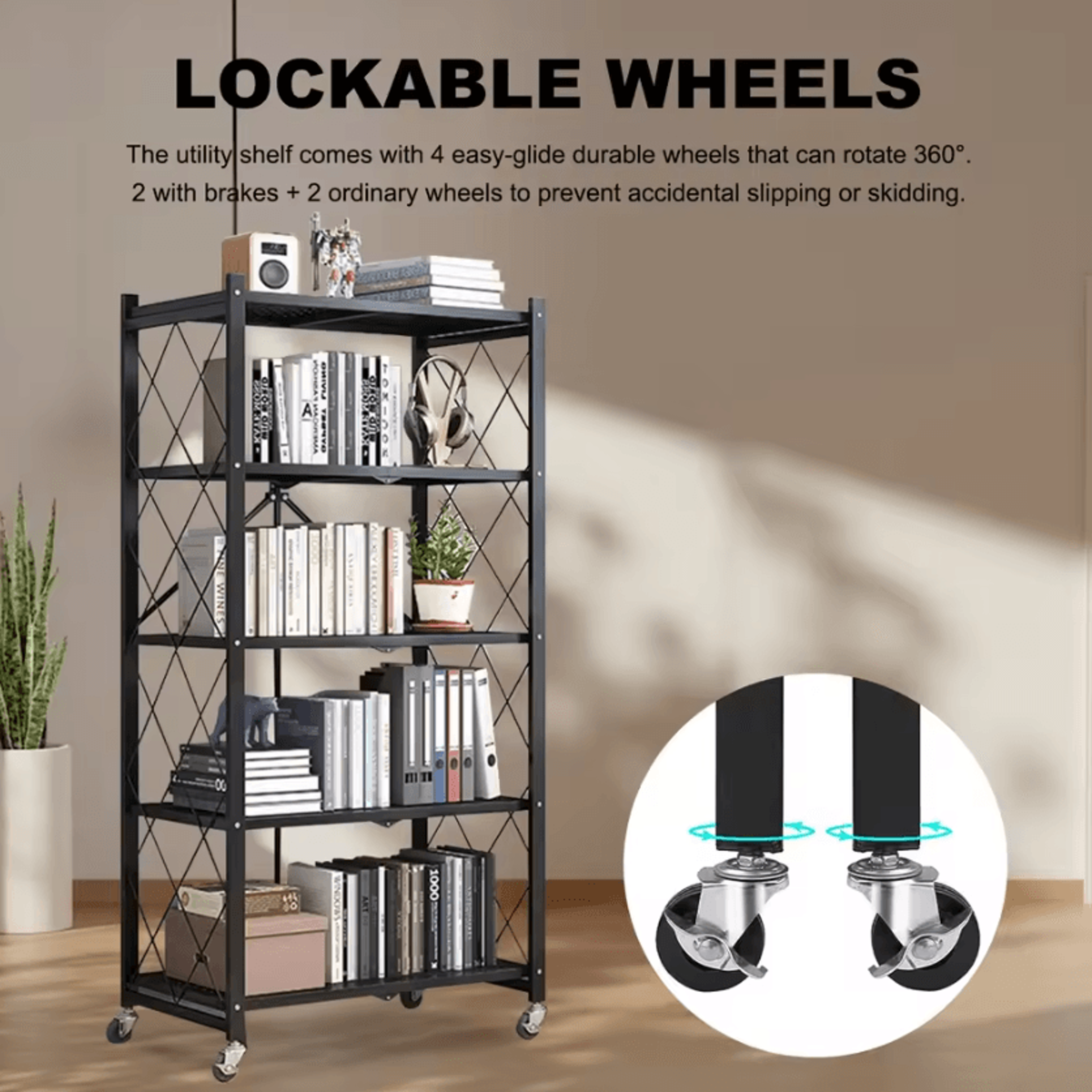 FlexFold 5Tier Rolling Storage Shelf 2