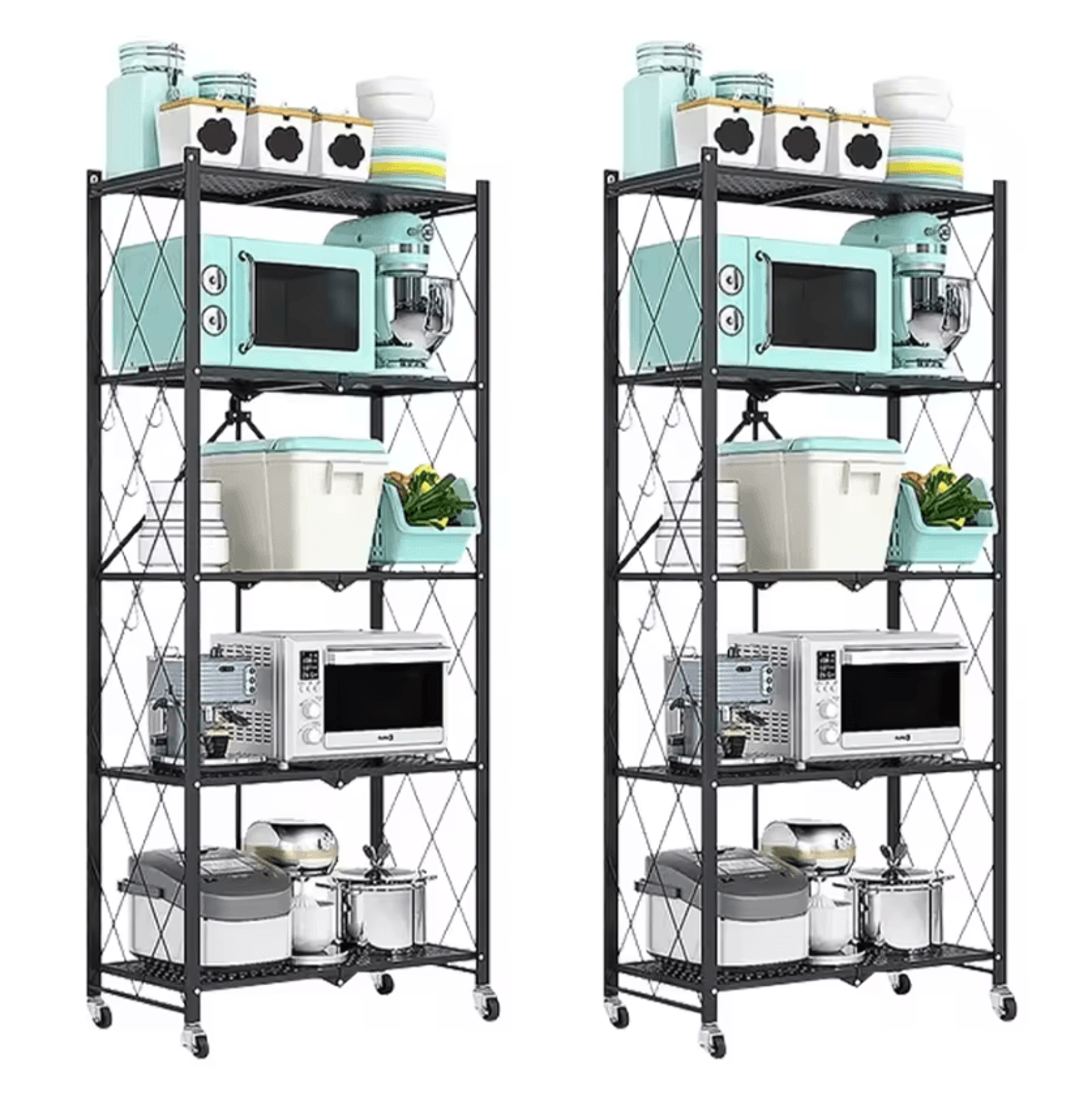 FlexFold 5Tier Rolling Storage Shelf 5