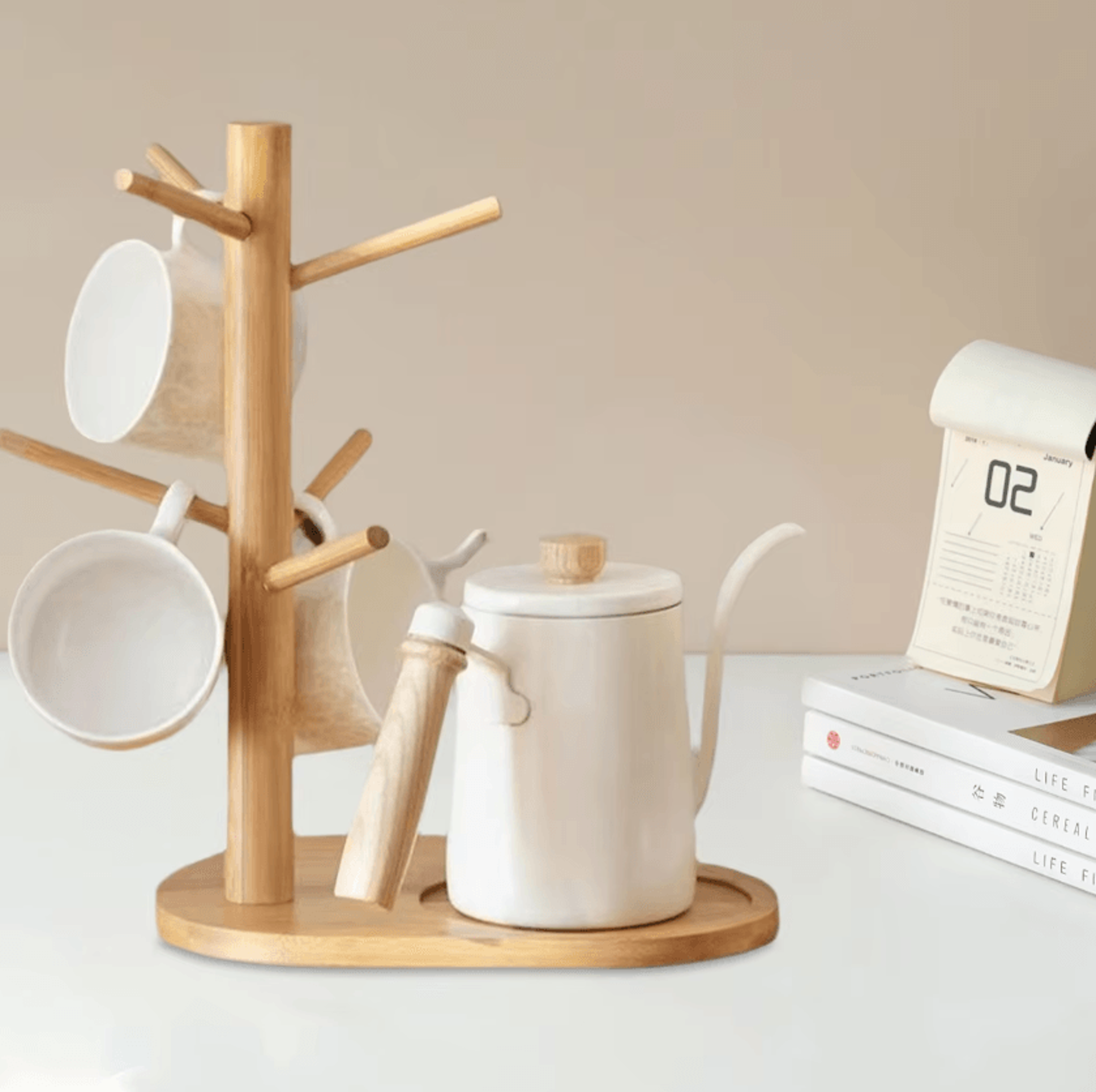 Bamboo Mug Tree Coffee Cup Holder 0