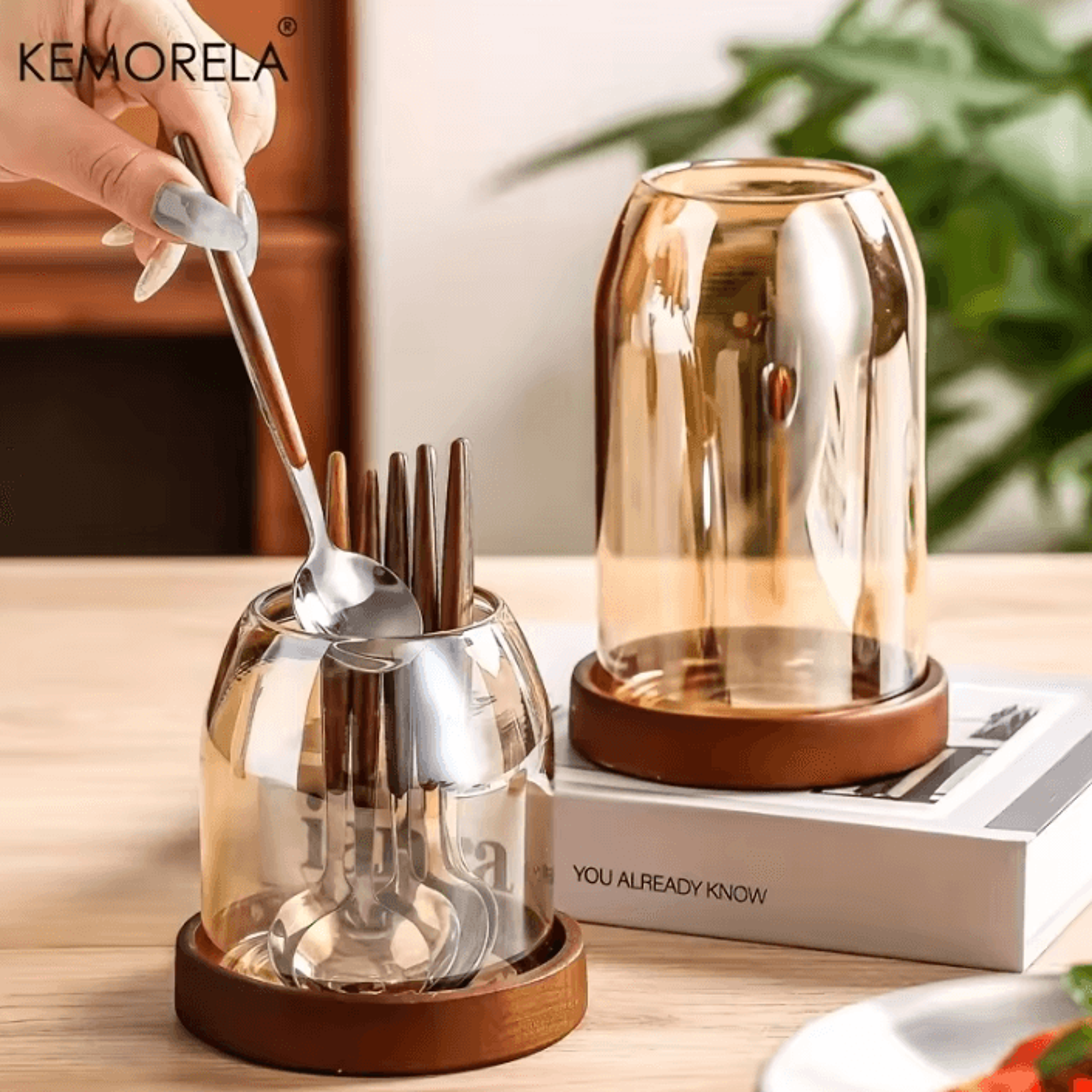 KEMORELA Tableware Storage Jar With Tray 0