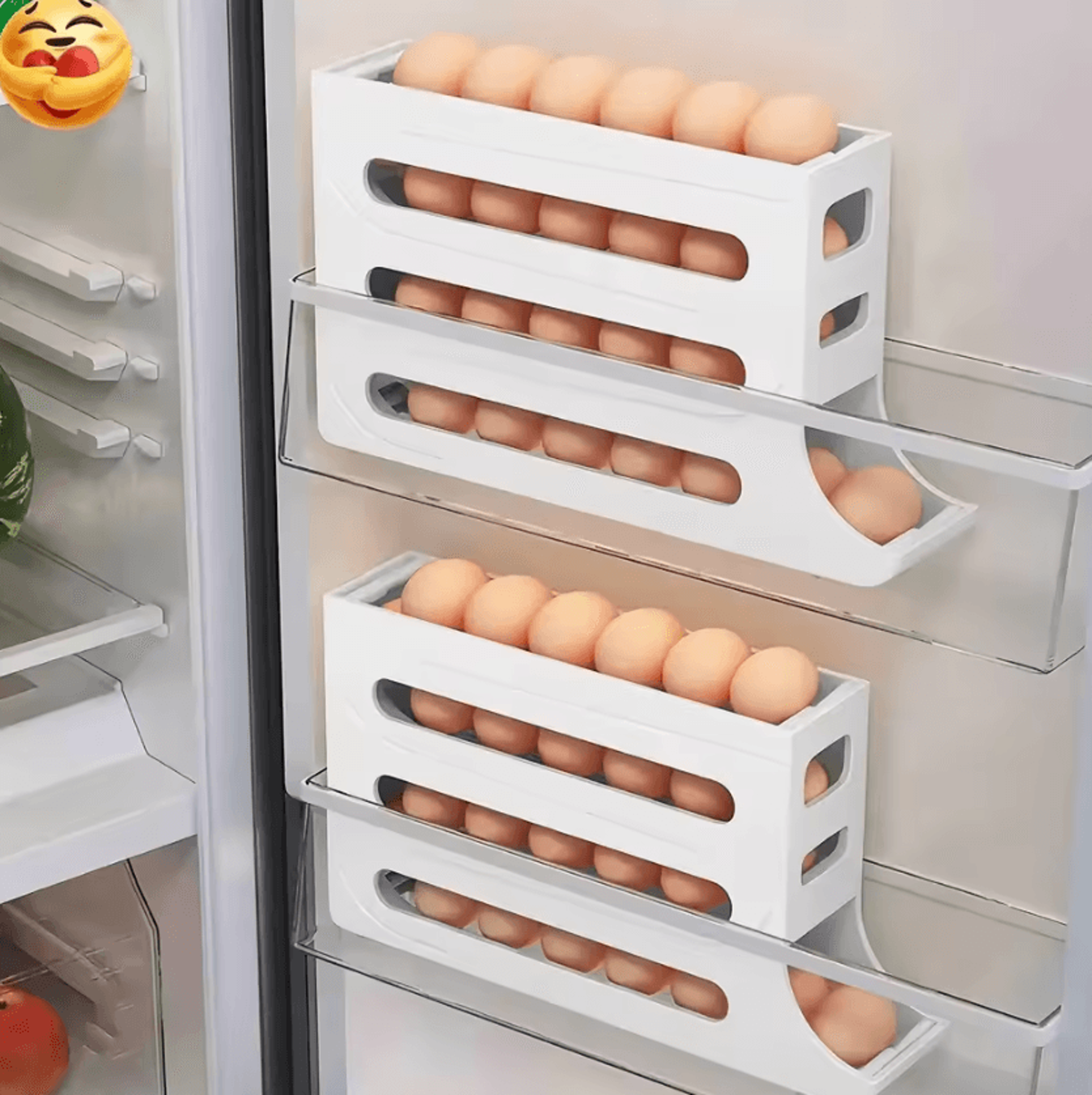 AutoRolling Egg Organizer Rack  4Tier Refrigerator Egg Storage Holder 3