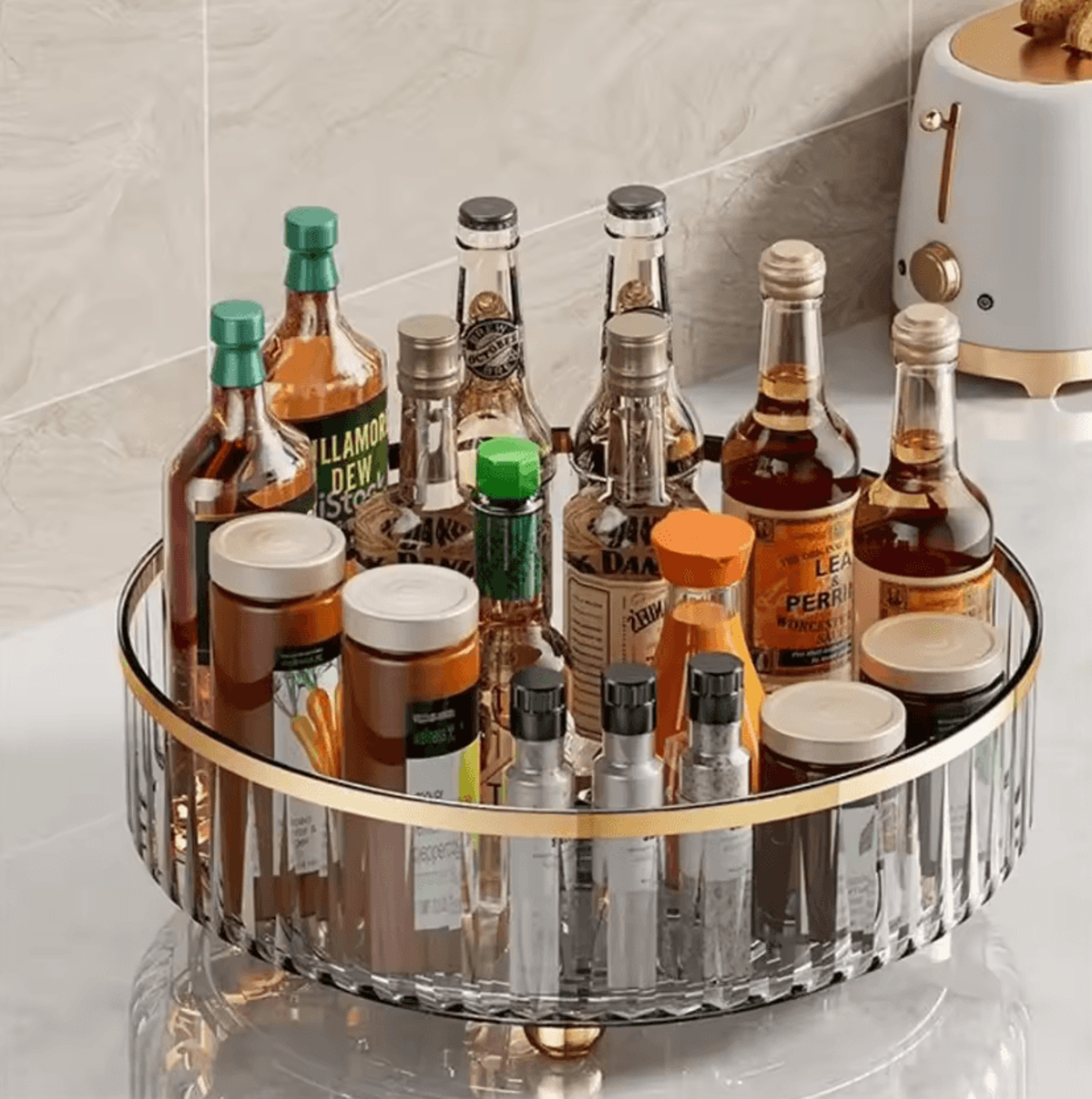 360 Rotating Storage Bin  Clear Pantry  Refrigerator Organizer 0
