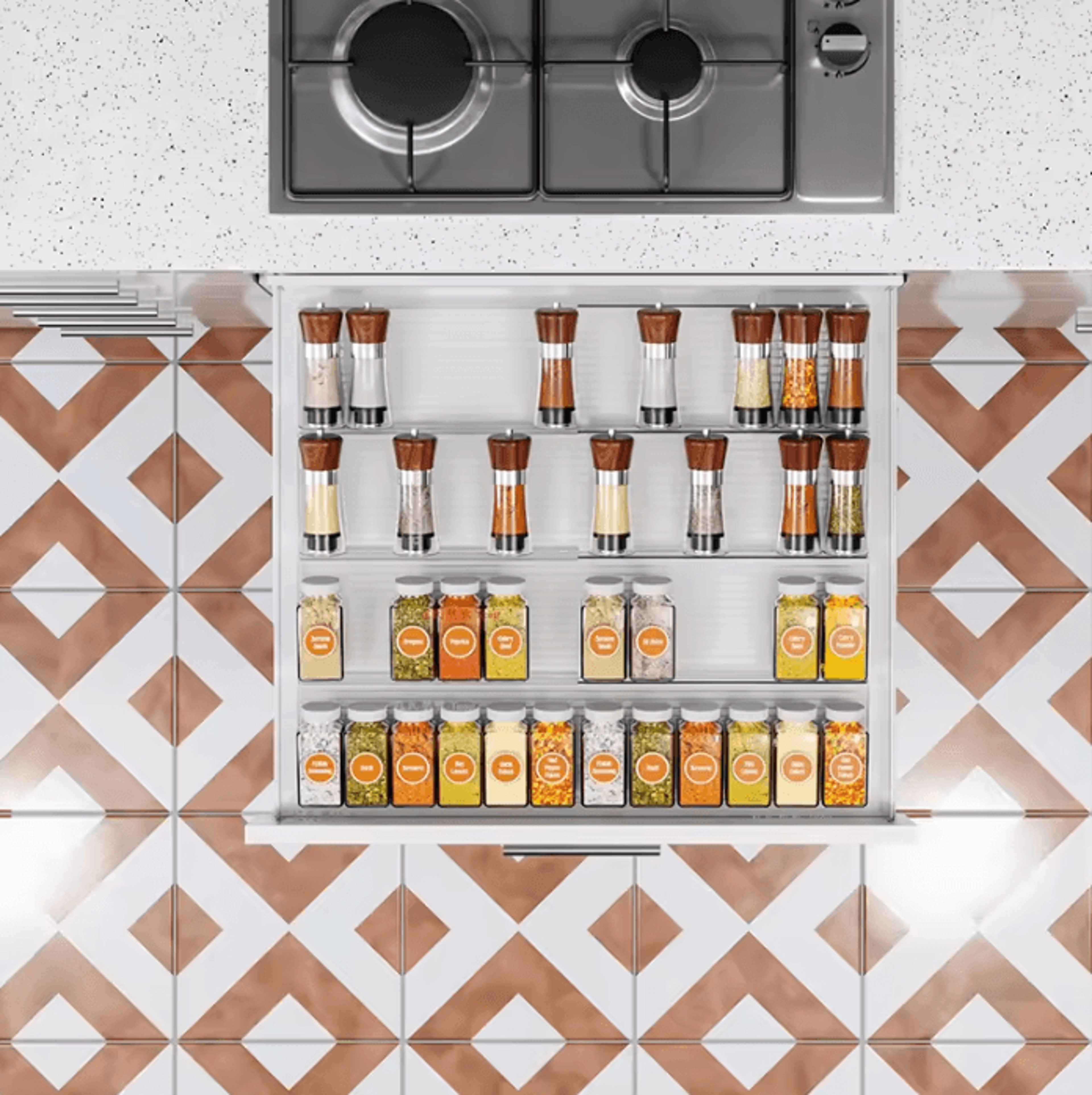 Adjustable Spice Rack Organizer  MultiTier Drawer  Cabinet Seasoning Shelf 3