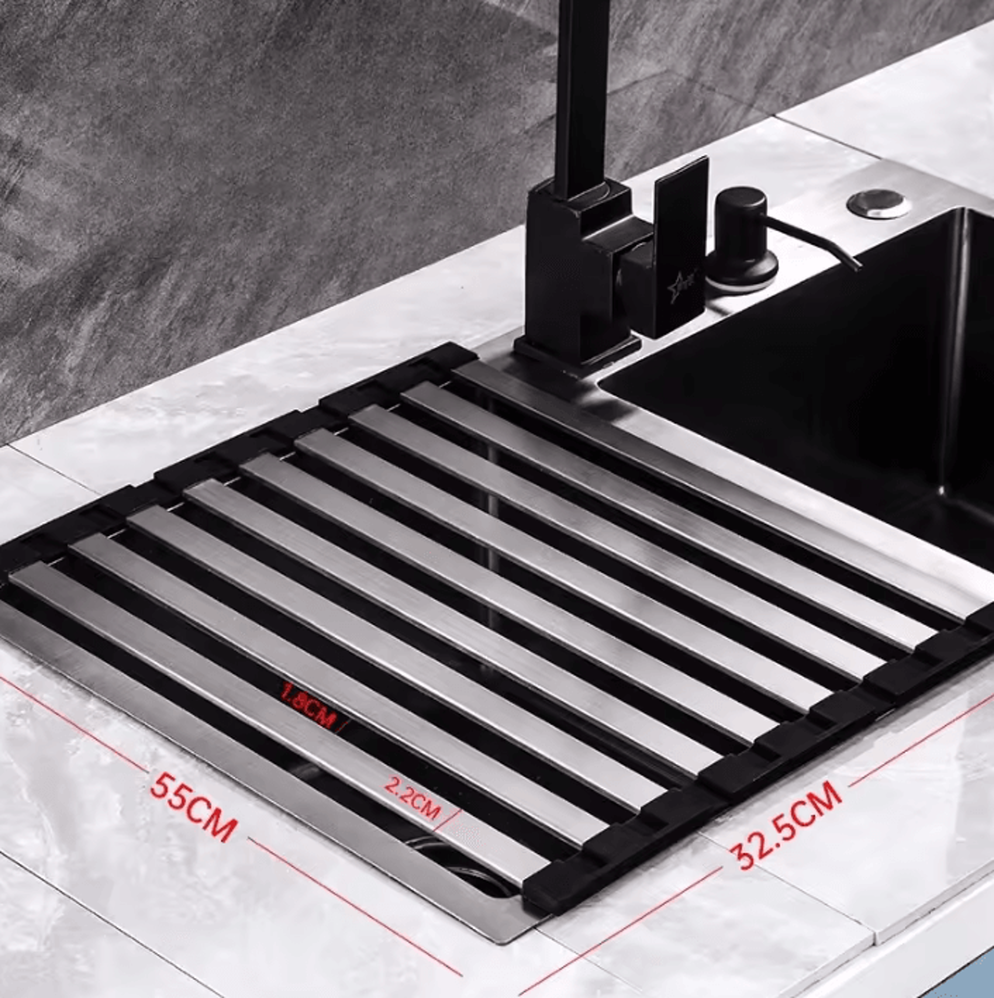 FlexDry 304 Stainless Steel RollUp Sink Drying Rack 6
