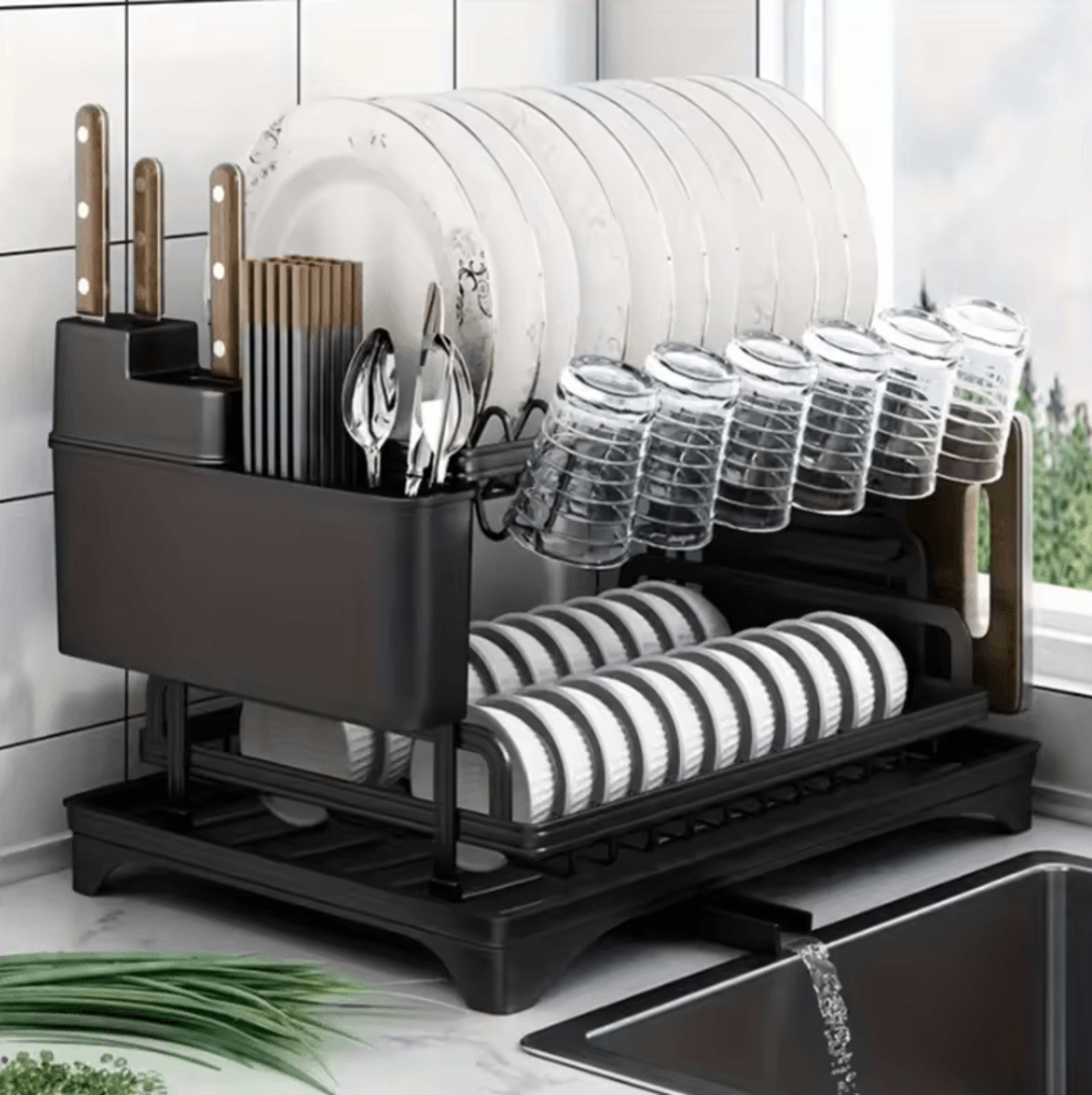 AquaStack 2Tier Kitchen Dish Drying  Storage Rack 3