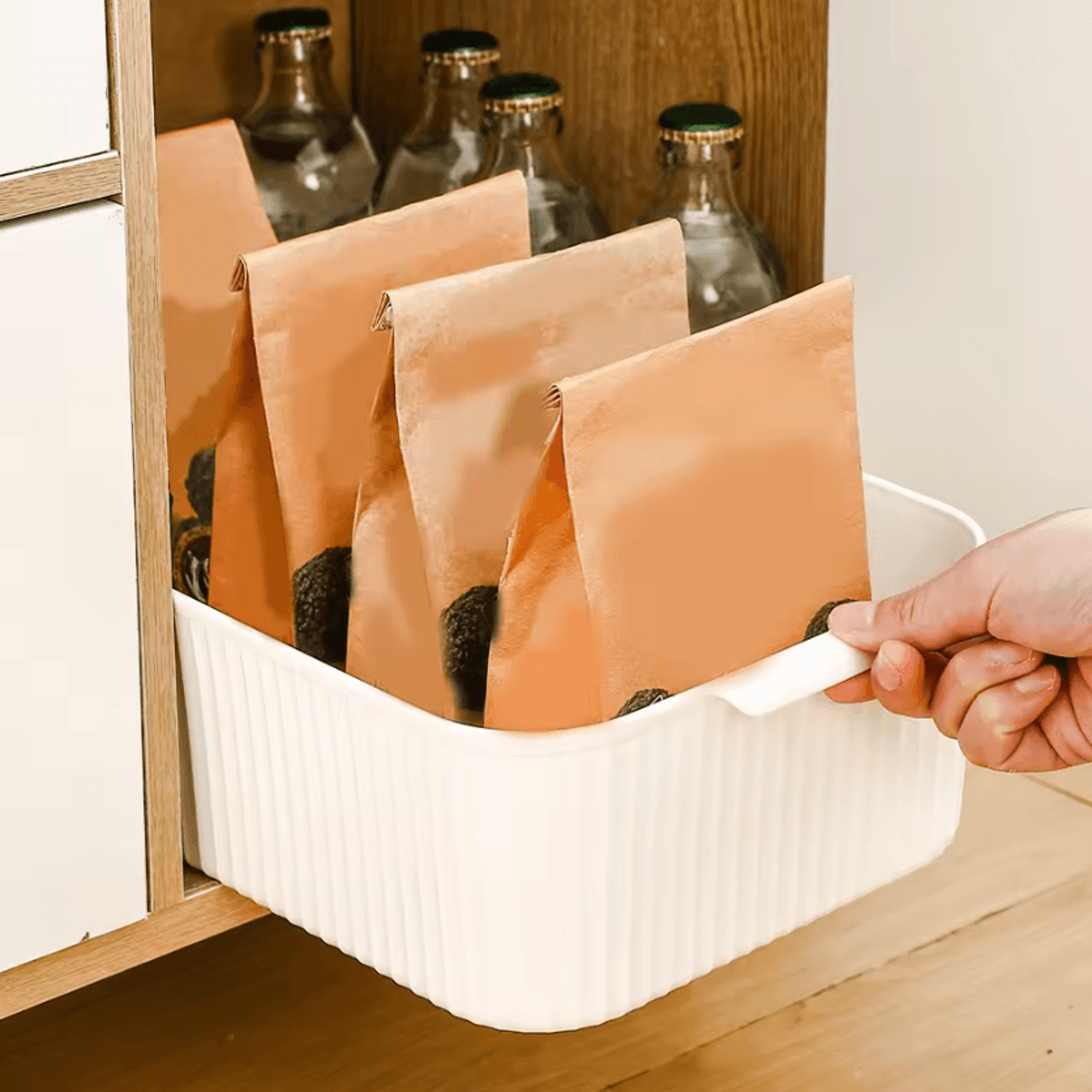 SlideOut Kitchen Cabinet Organizer Basket For Snacks  Seasoning Bottles 1