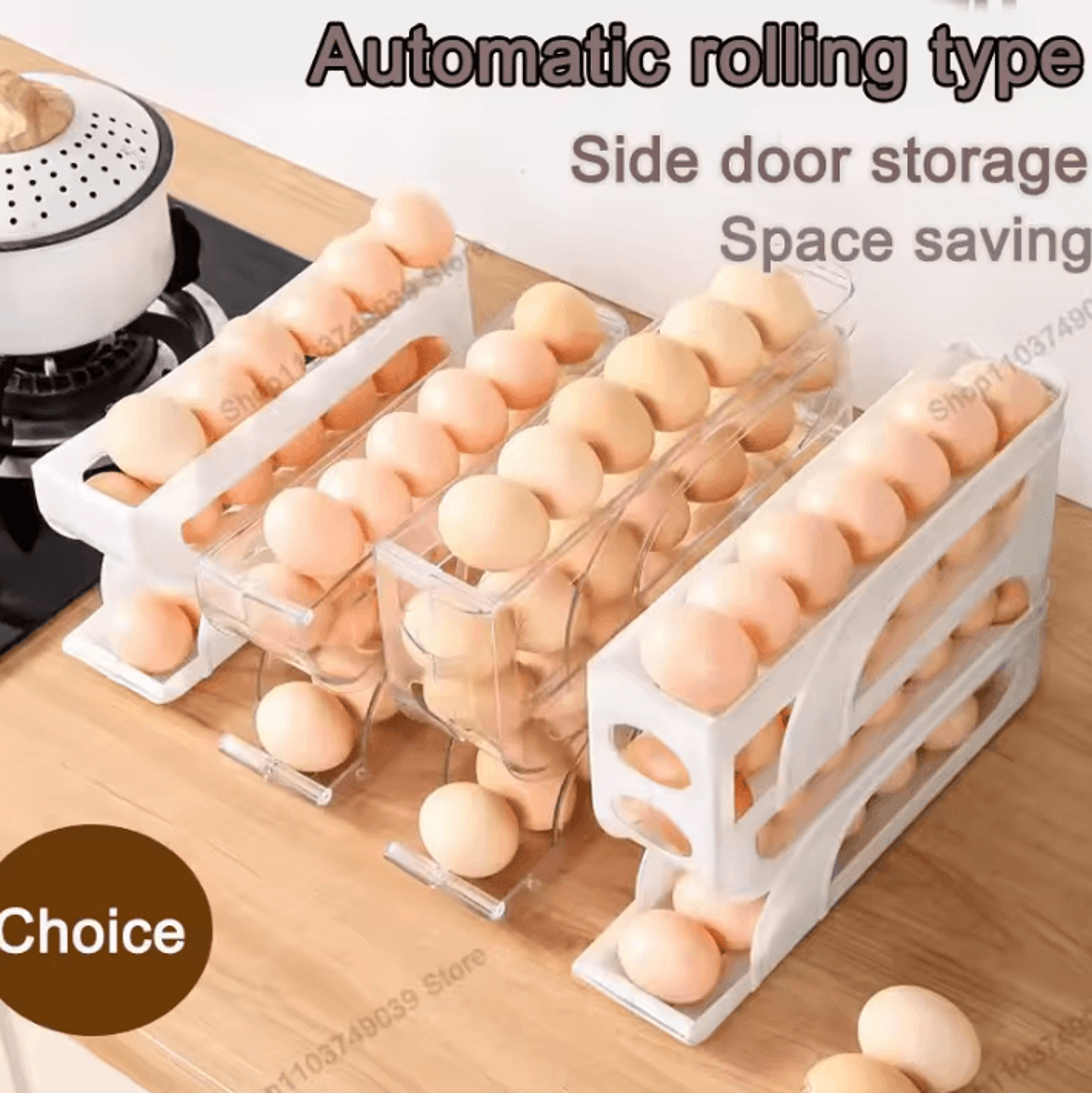 RollFlow 3Tier Automatic Rolling Egg Storage Organizer 1