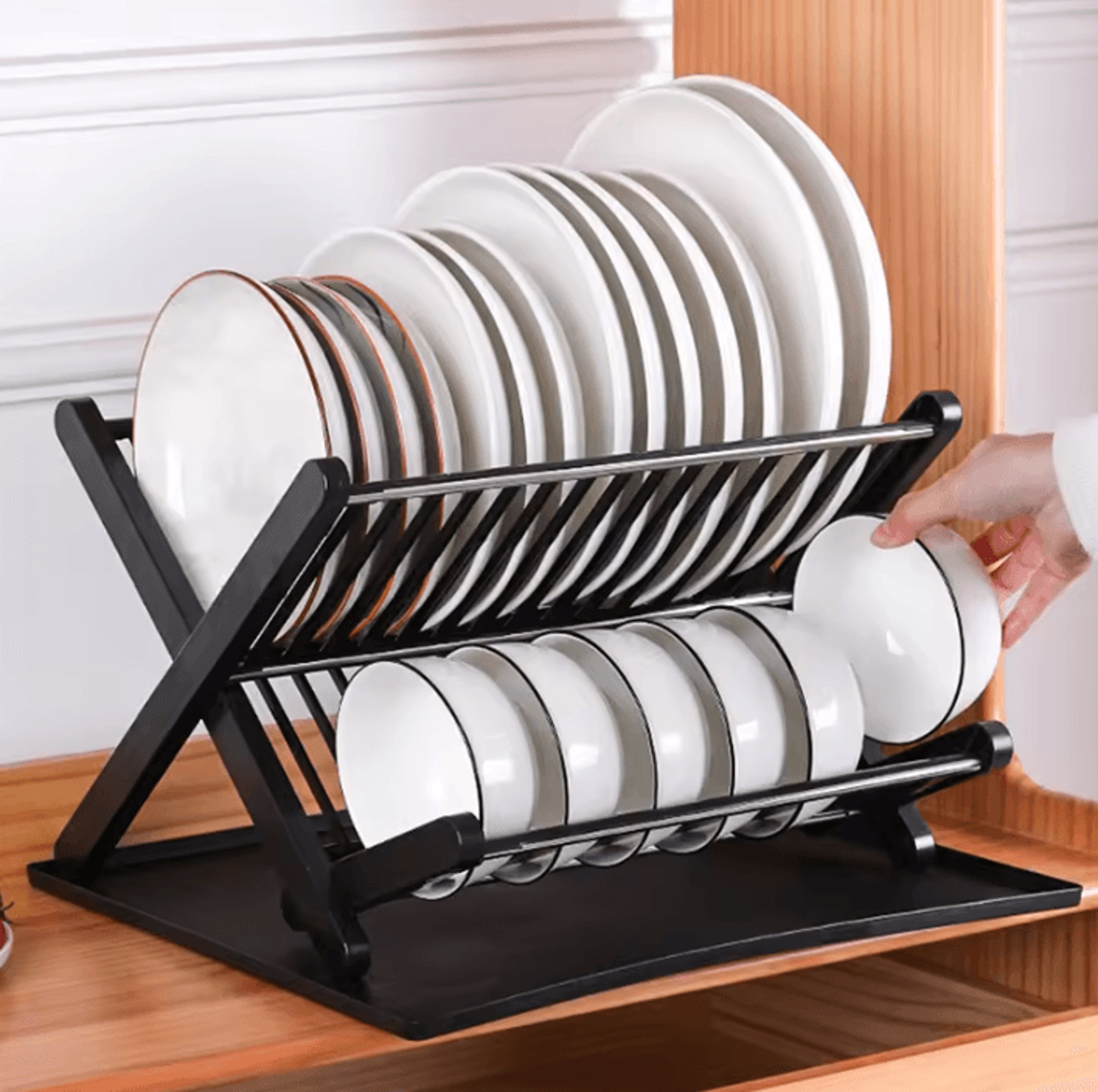 SpaceSaving Kitchen Dish Drying Rack  Plate  Bowl Draining Organizer Stand 0