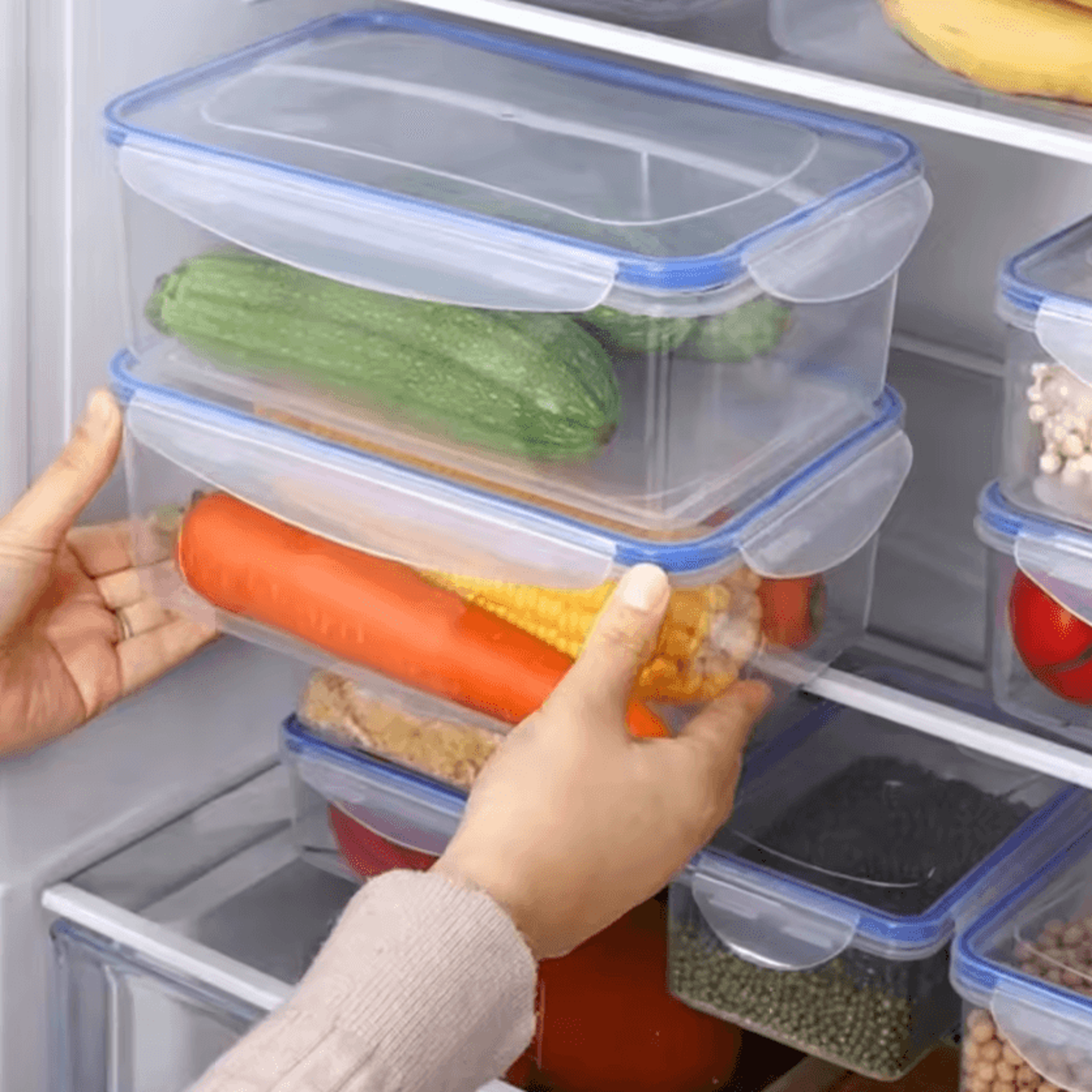 DoubleLayer Refrigerator Freshness Storage Box  Sealed Fruit  Vegetable Organizer With Drain Tray 2
