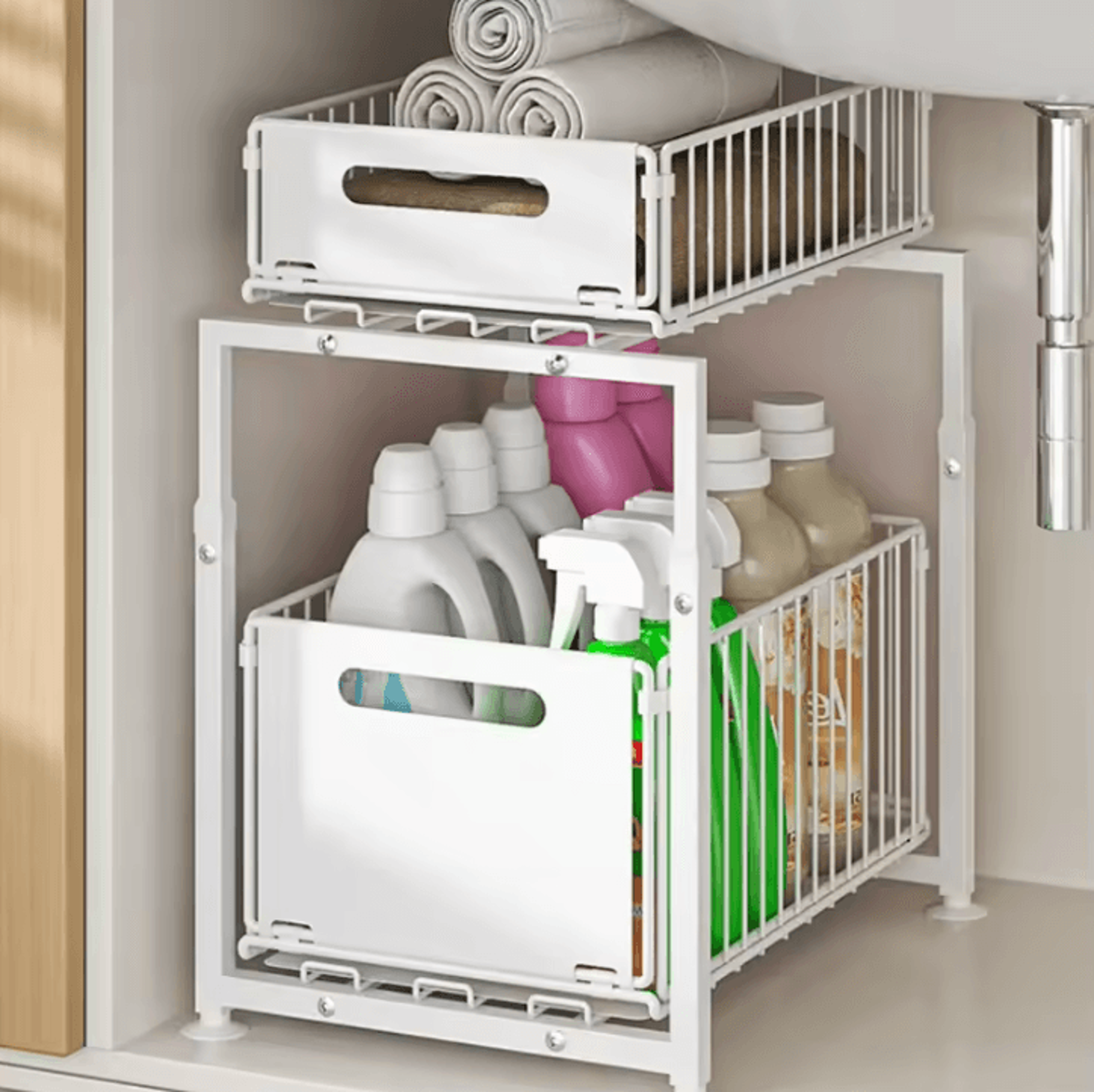 DoubleLayer PullOut Kitchen Cabinet Organizer  MultiLevel Storage Rack For Spices Snacks  Bottles 4