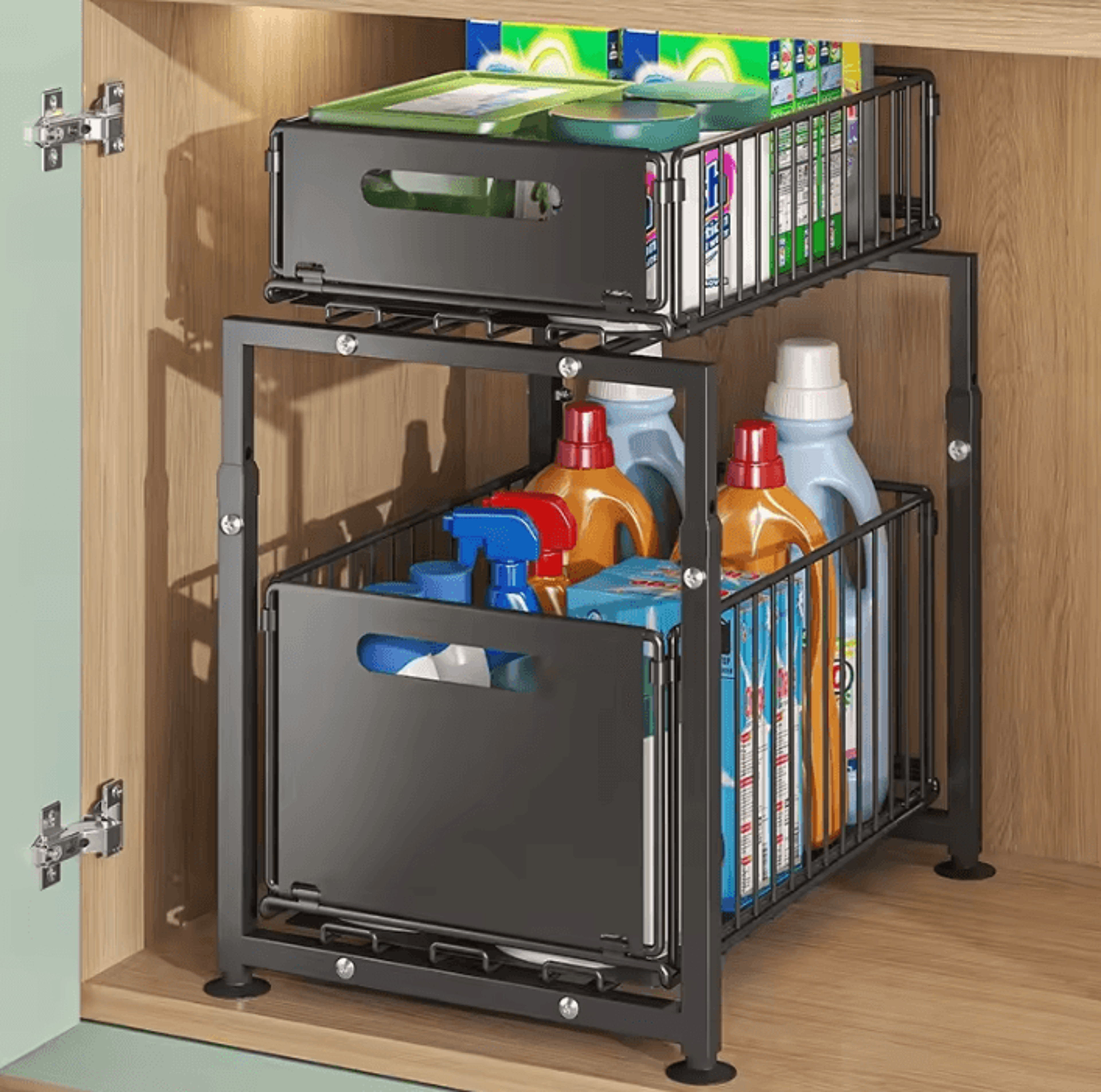 DoubleLayer PullOut Kitchen Cabinet Organizer  MultiLevel Storage Rack For Spices Snacks  Bottles 5