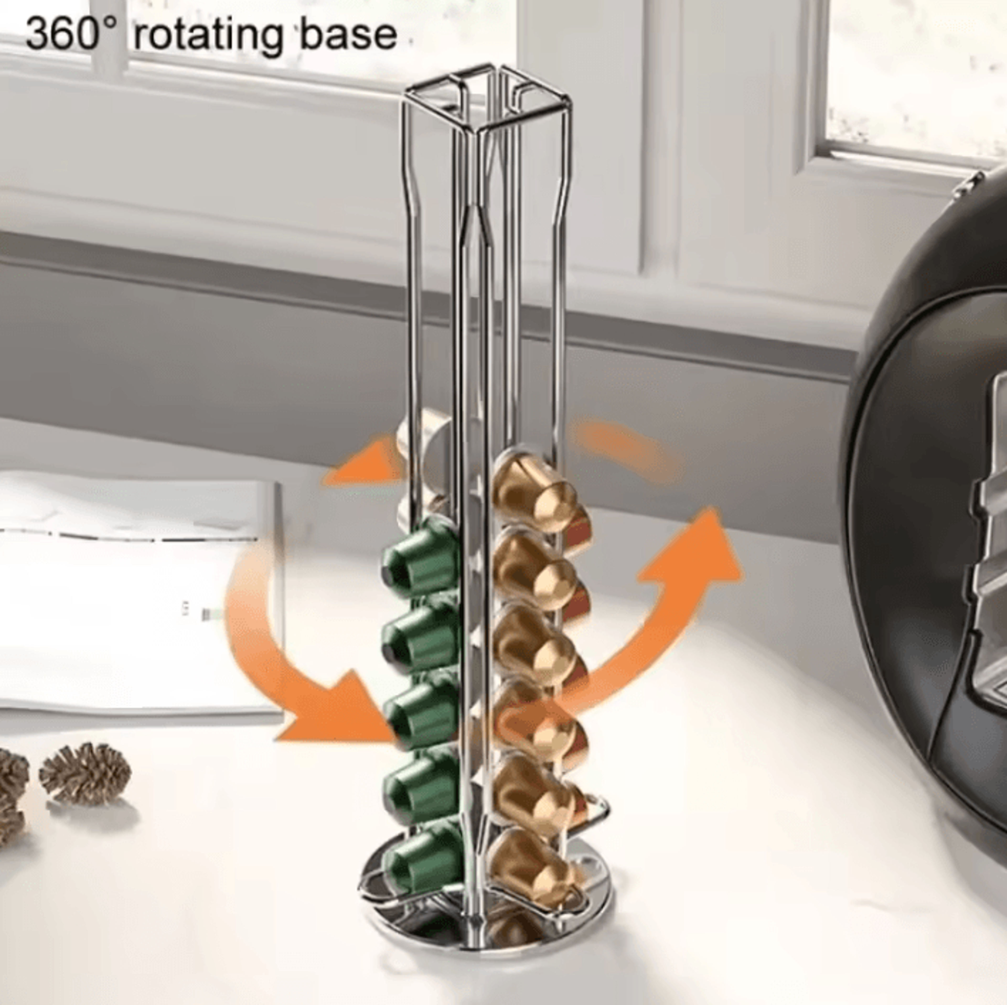 40Pod Rotating Coffee Capsule Holder  Gold Nespresso Pod Storage Carousel 3