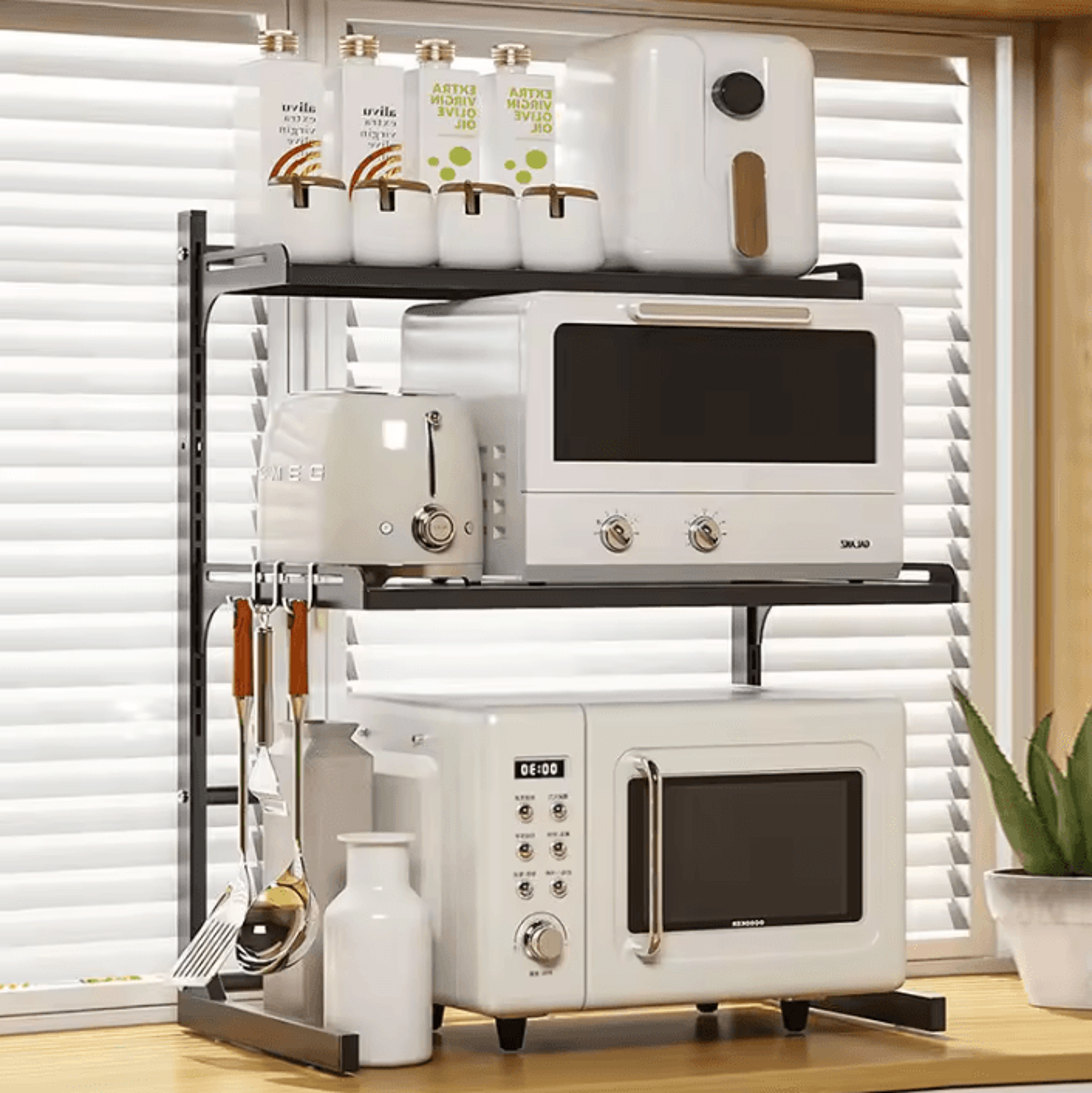 Expandable MultiLayer Microwave Oven Storage Rack  Kitchen Organizer Shelf 1