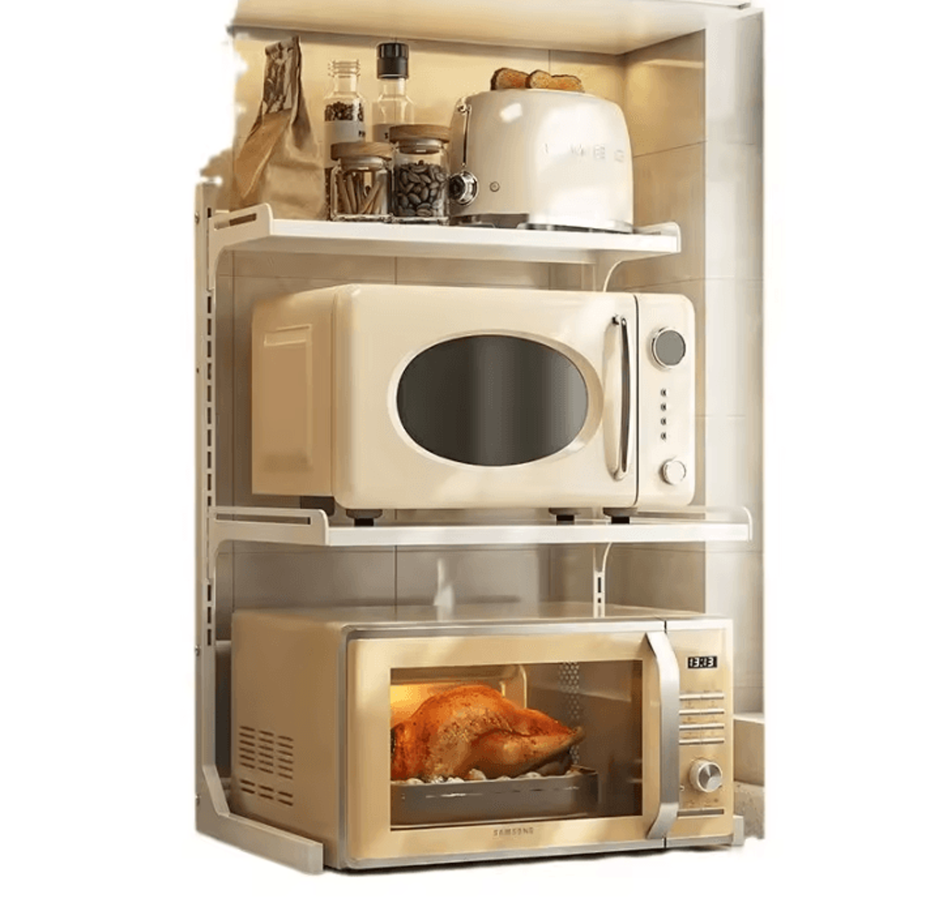 Expandable MultiLayer Microwave Oven Storage Rack  Kitchen Organizer Shelf 3