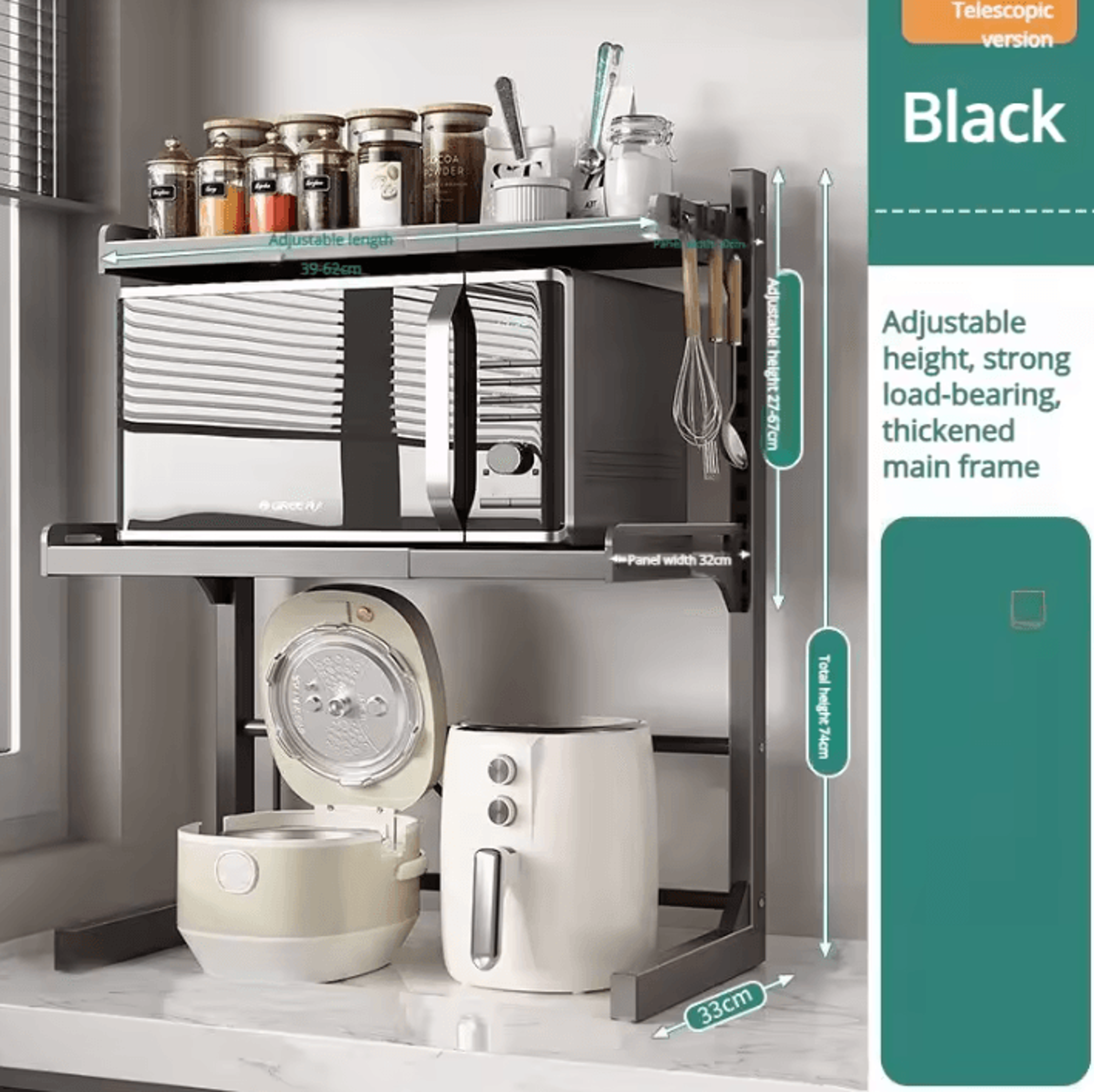 Expandable MultiLayer Microwave Oven Storage Rack  Kitchen Organizer Shelf 5