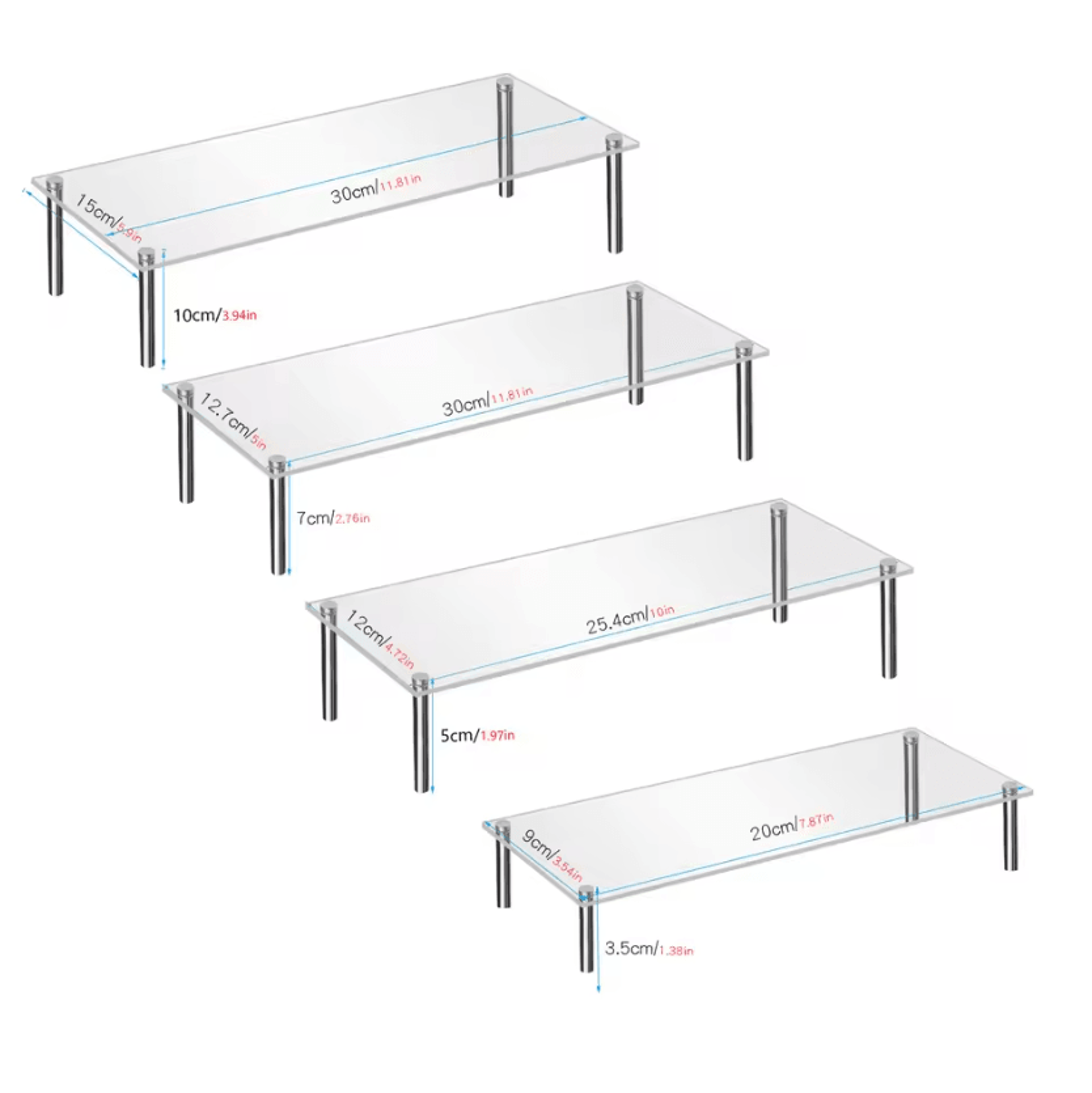 Clear Acrylic Display Riser Stand With Stainless Steel Support 2