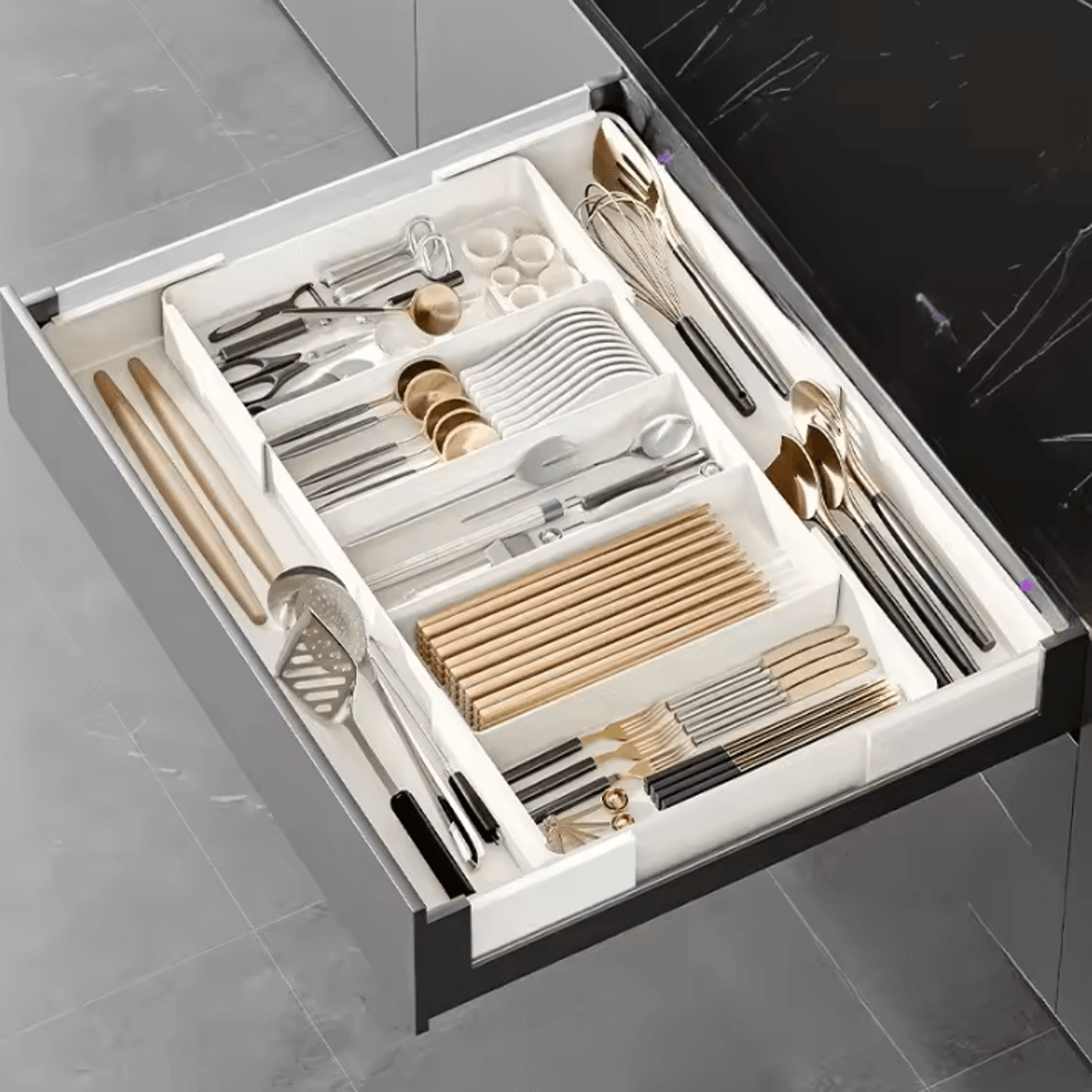 Expandable Kitchen Drawer Organizer Tray For Cutlery  Utensil Storage 0