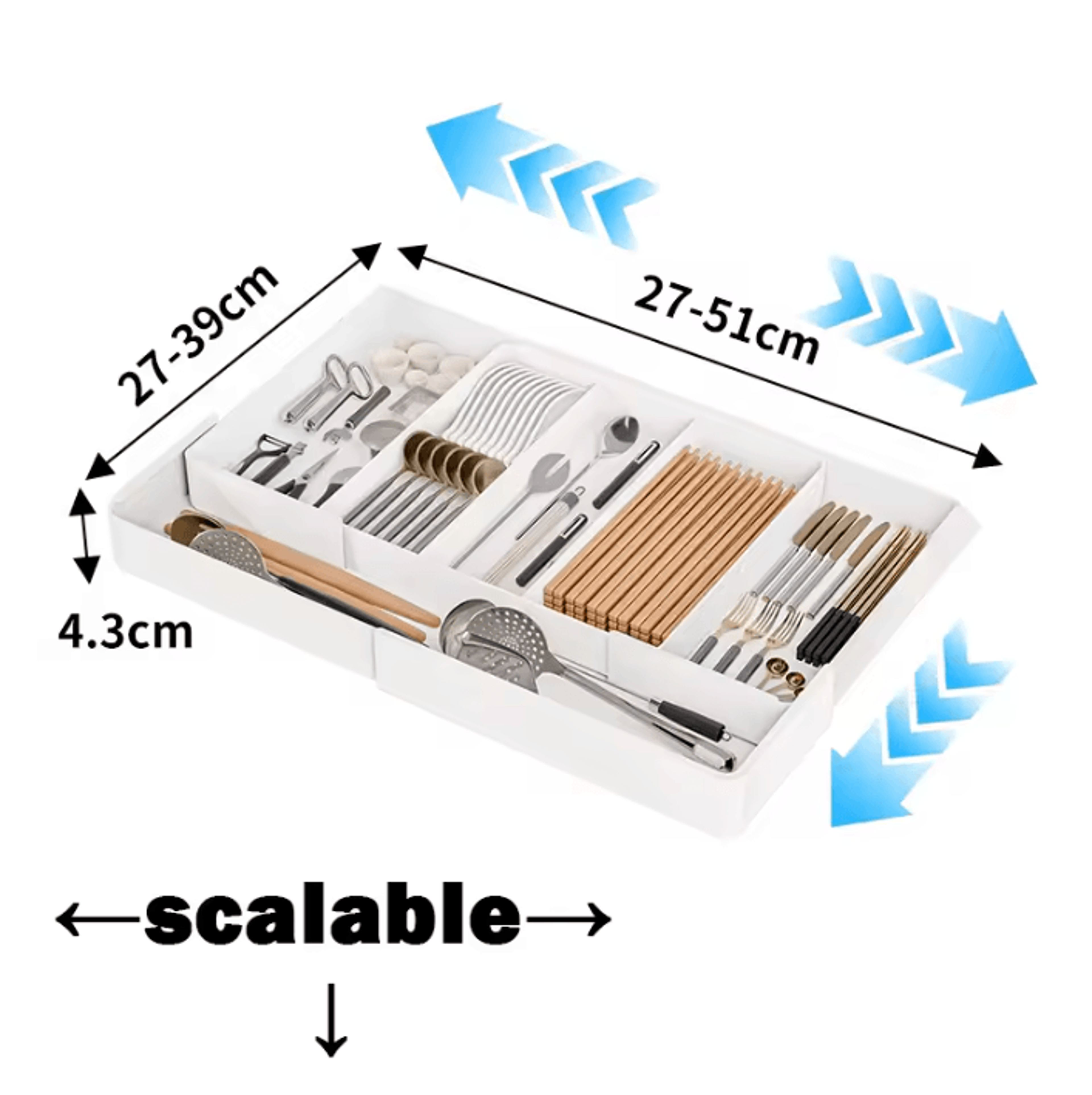 Expandable Kitchen Drawer Organizer Tray For Cutlery  Utensil Storage 7