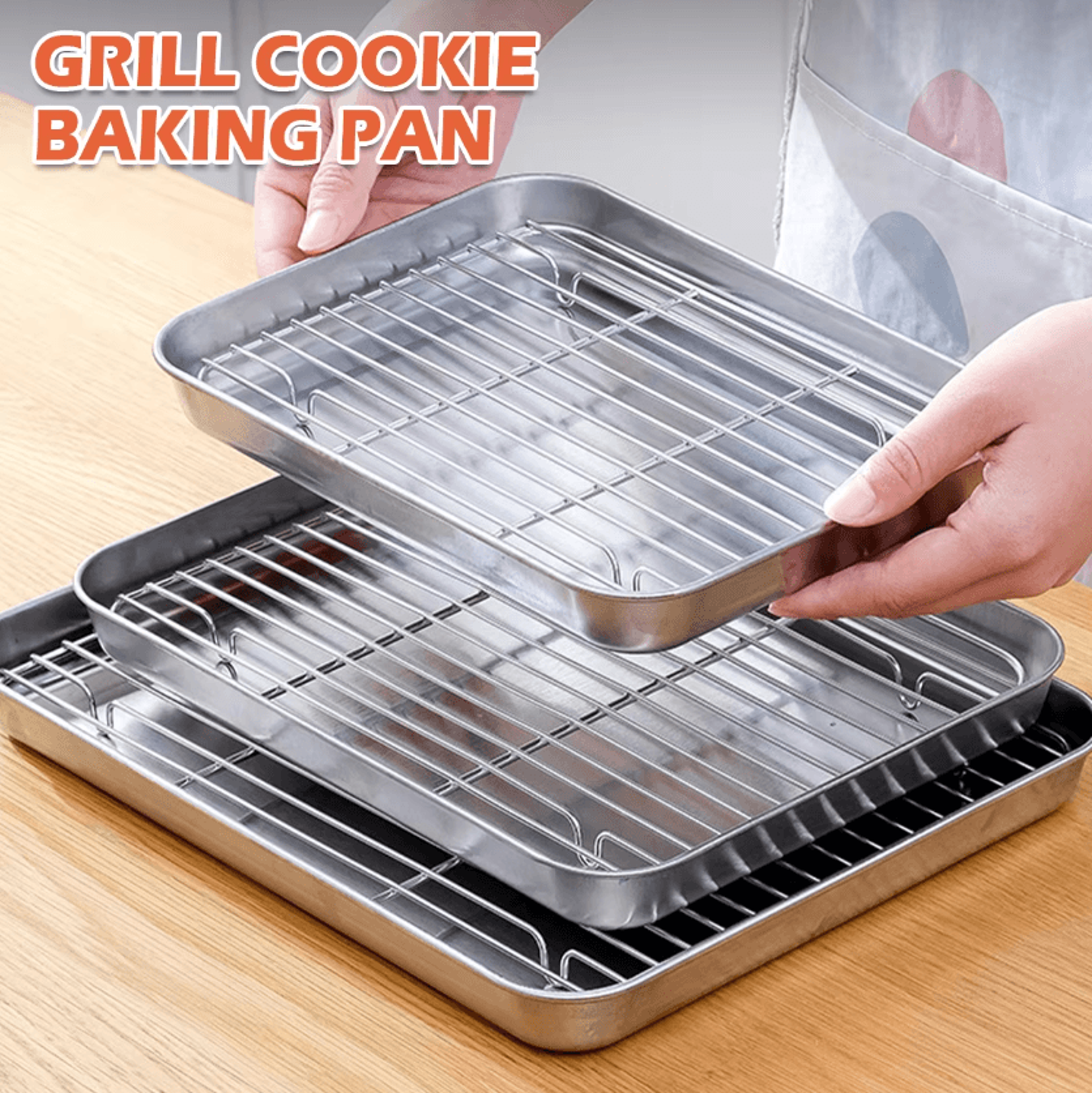 Stainless Steel Baking Sheet  Cooling Rack Set For Roasting Baking  Grilling 0