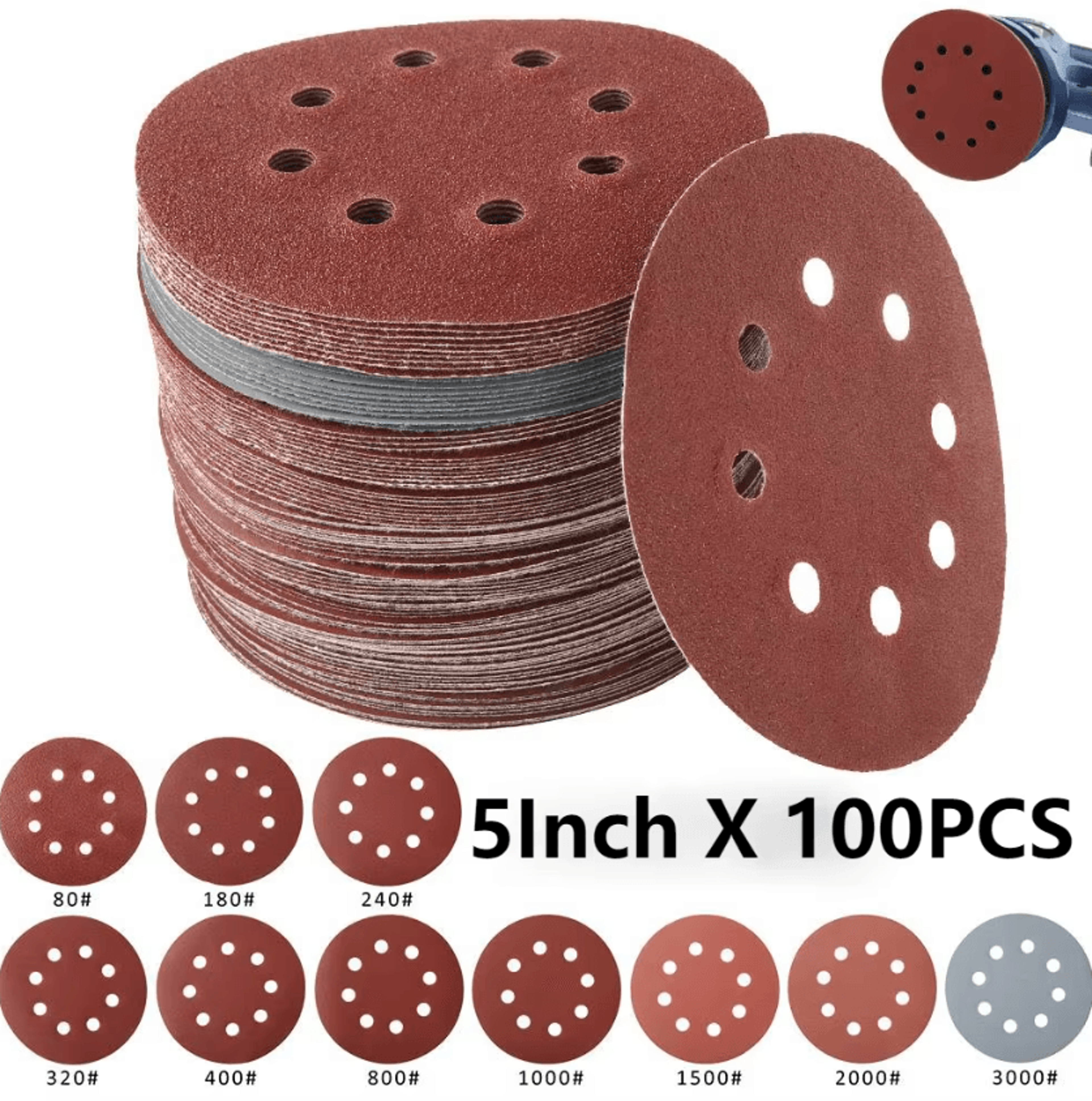 100Piece Hook  Loop Sanding Disc Set For Smooth Finishing  Polishing 0