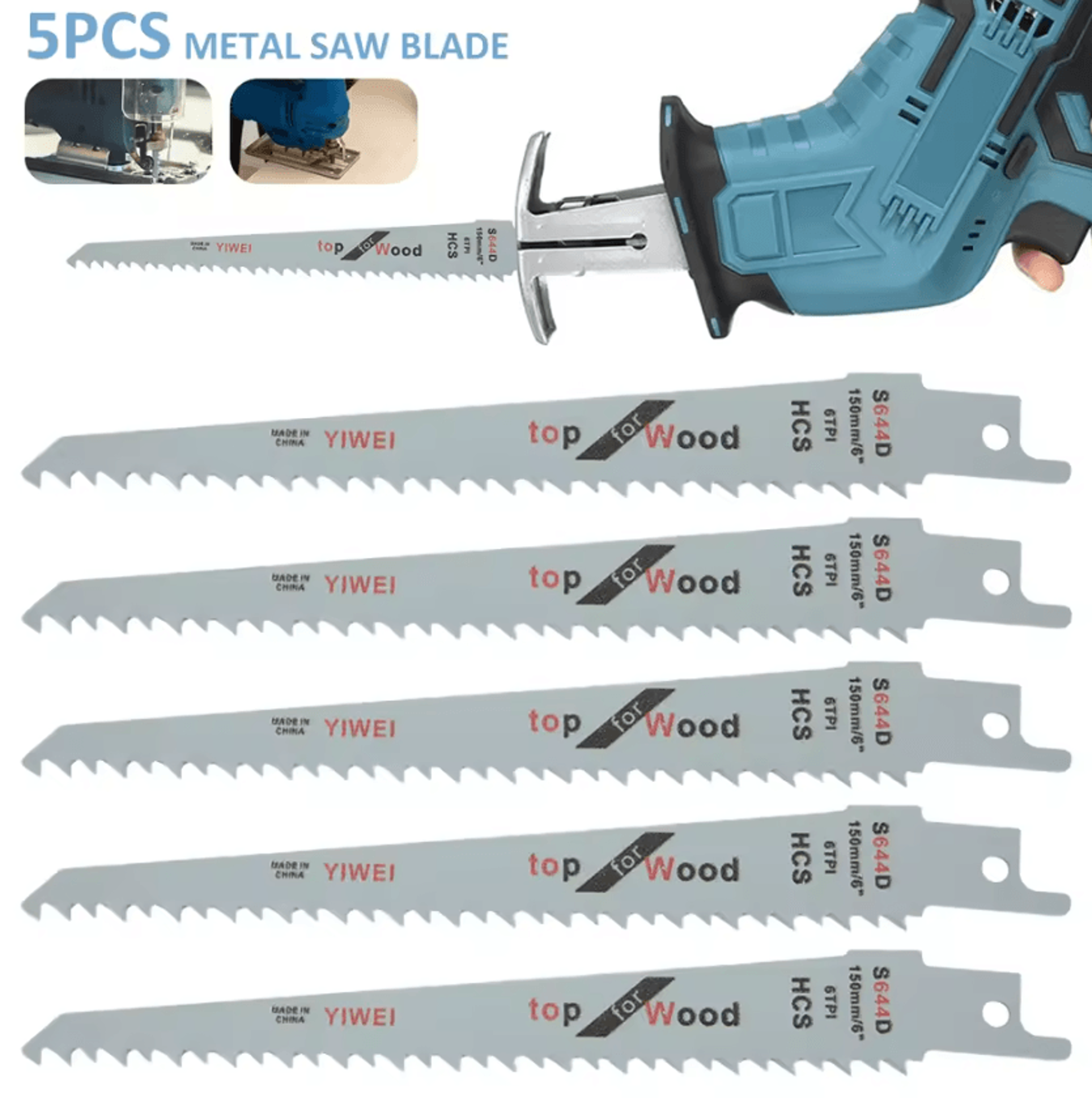 5Piece MultiPurpose Reciprocating Saw Blade Set For Wood  Metal Cutting 0