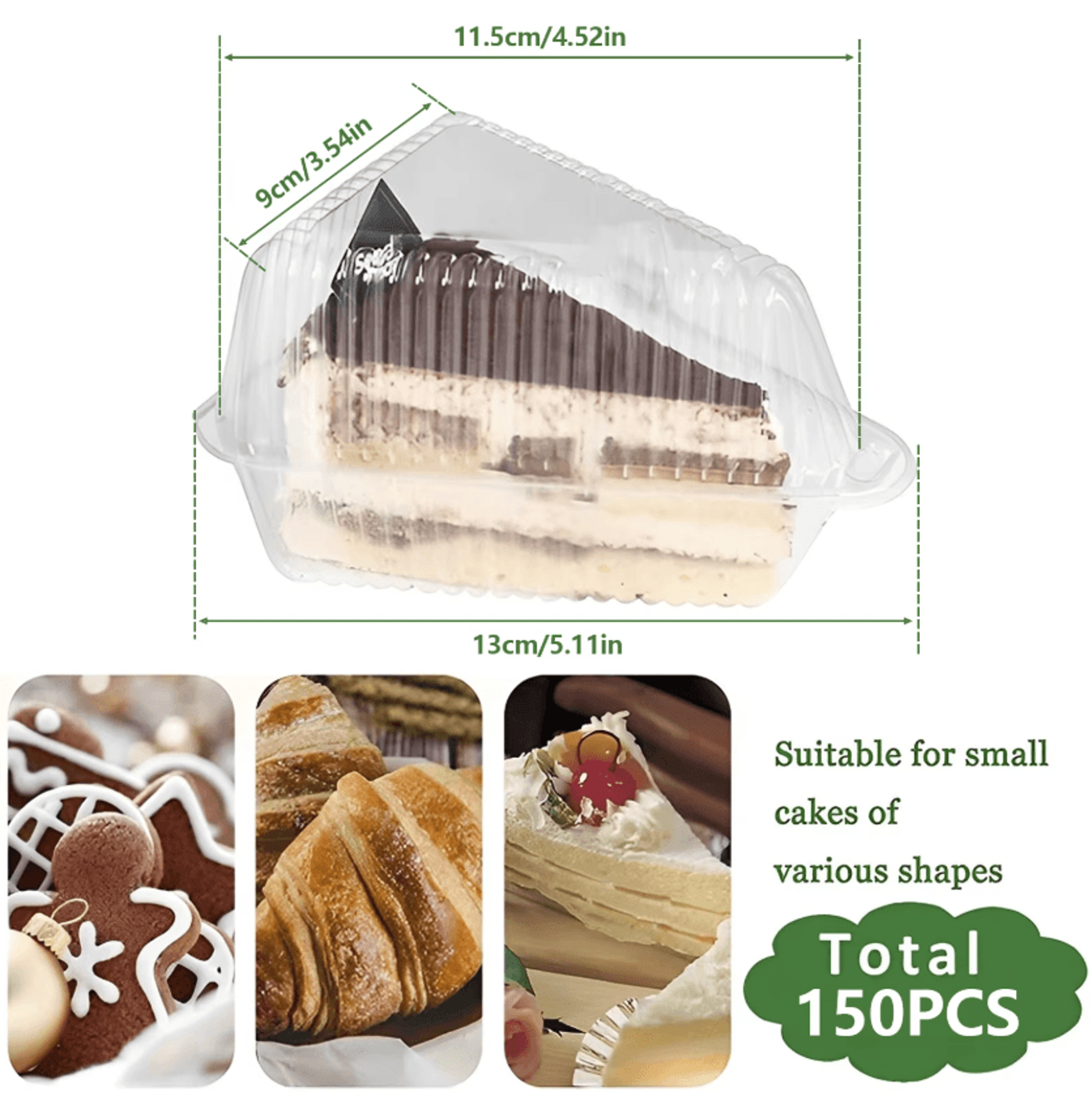 150Piece Clear Cake Slice Containers For Cakes Cheesecakes  Desserts 1