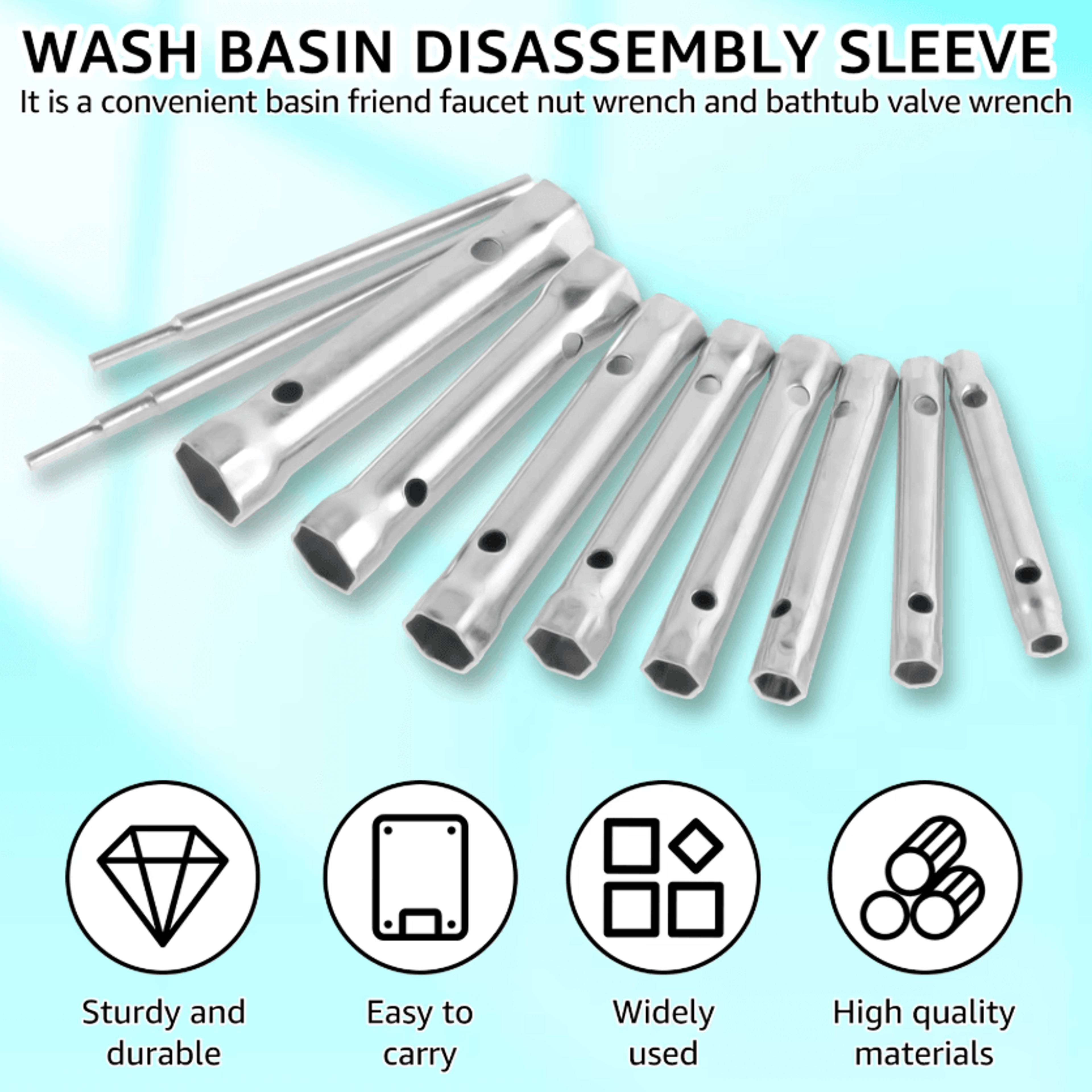 10Piece Plumber Socket Wrench Set For Faucet Valve  Pipe Installation 3