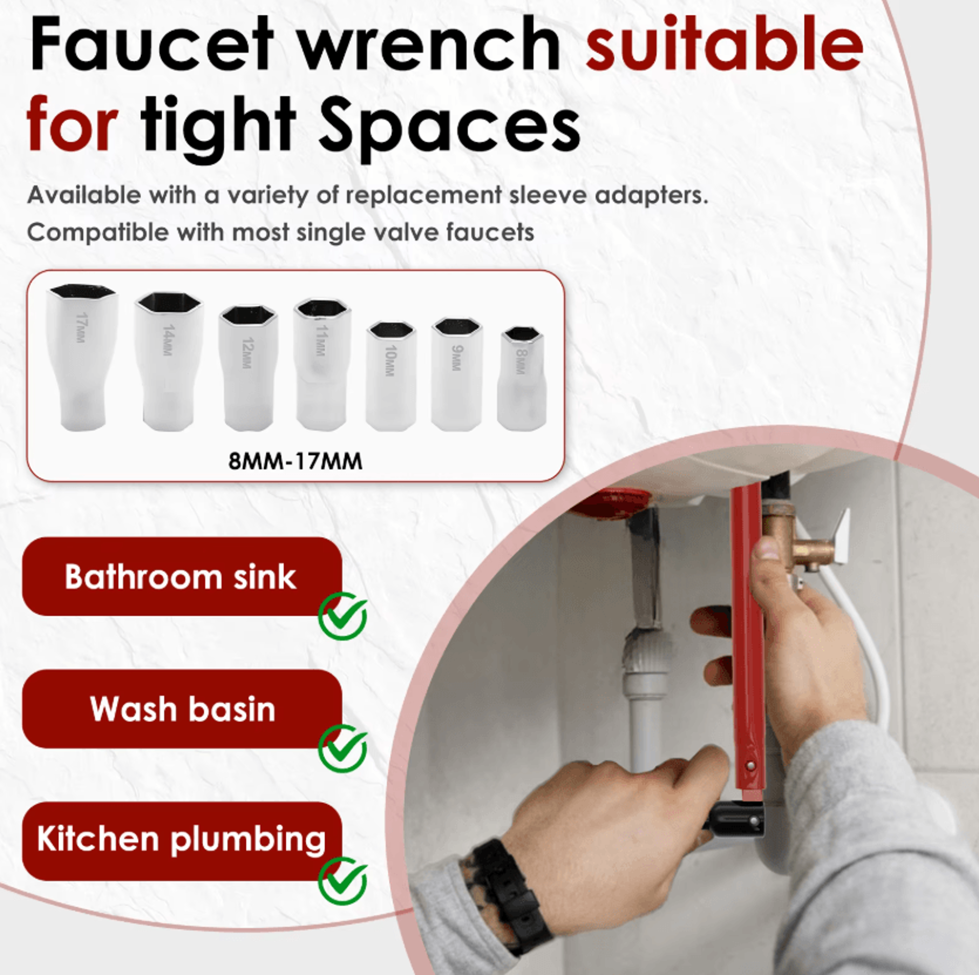 Multifunction Sink Faucet Wrench Tap Installation Tool For Kitchen  Bathroom Repairs 2