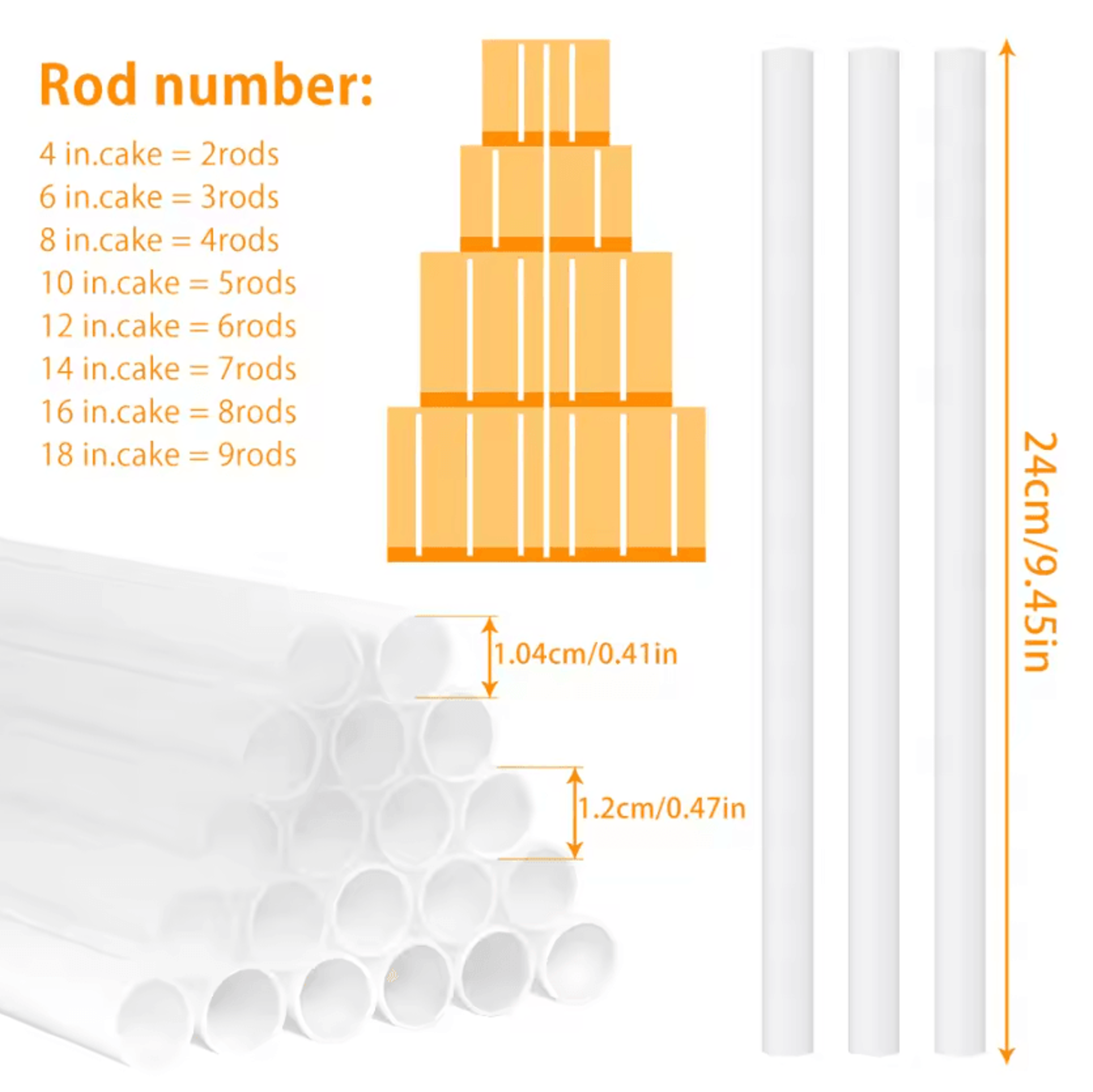 HeavyDuty Cake Dowels Plastic Cake Support Rods For Tiered Cake Stacking 20 Pieces 5