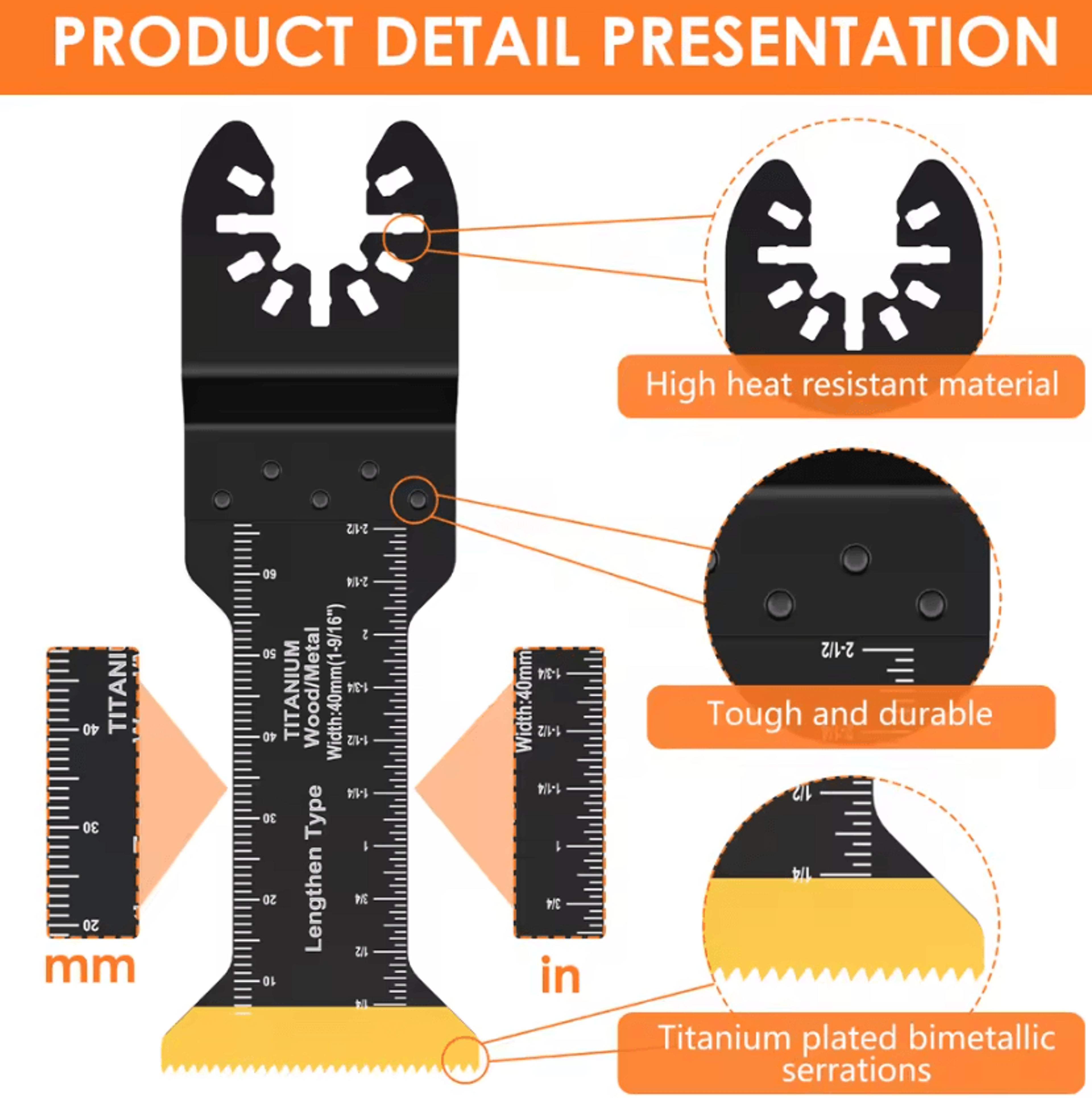 Professional Oscillating Saw Blades Titanium BiMetal Multi Tool Blade Set 3 Pieces 3