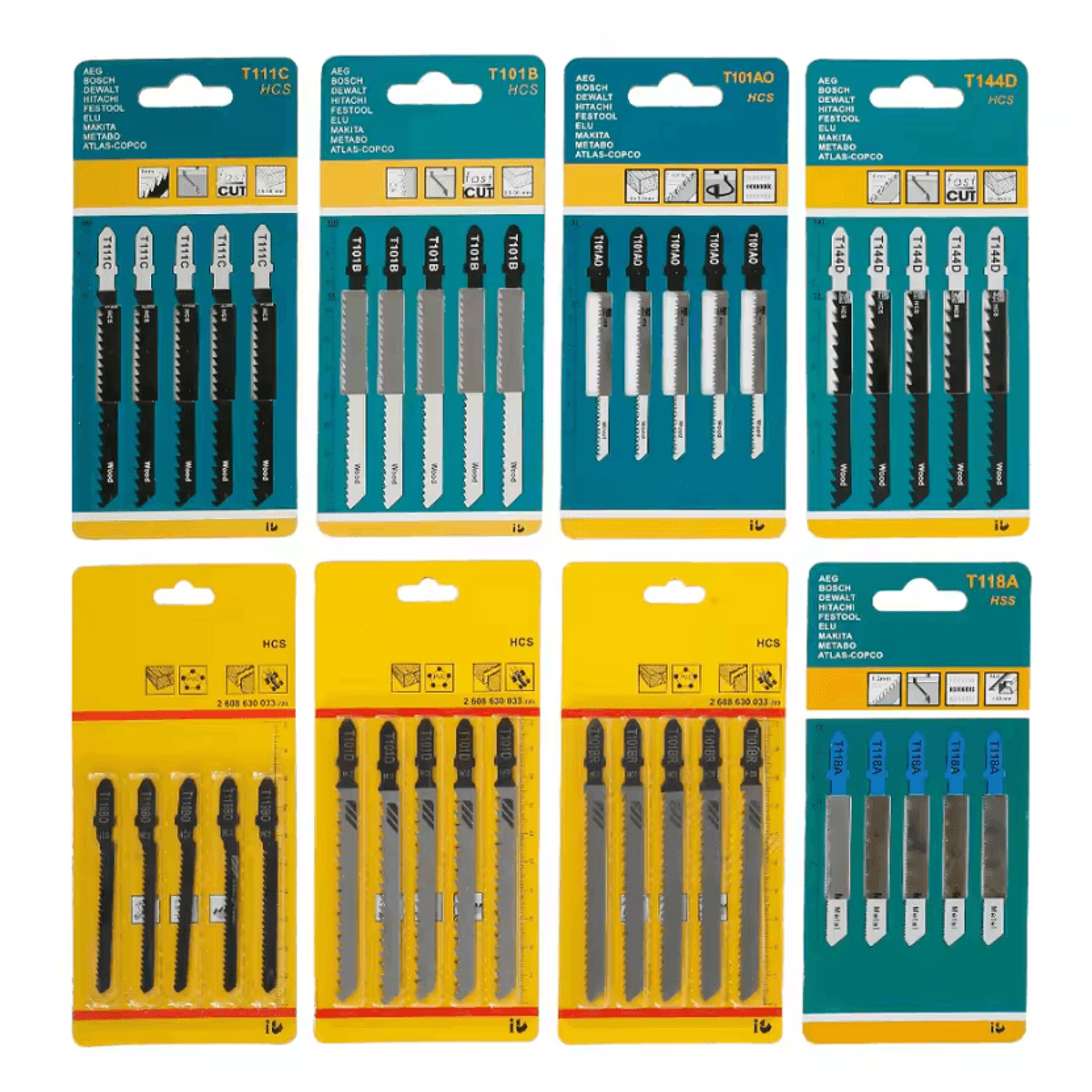 Professional TShank Jigsaw Blades HCS Assorted Wood Plastic  Metal Cutting Set 7