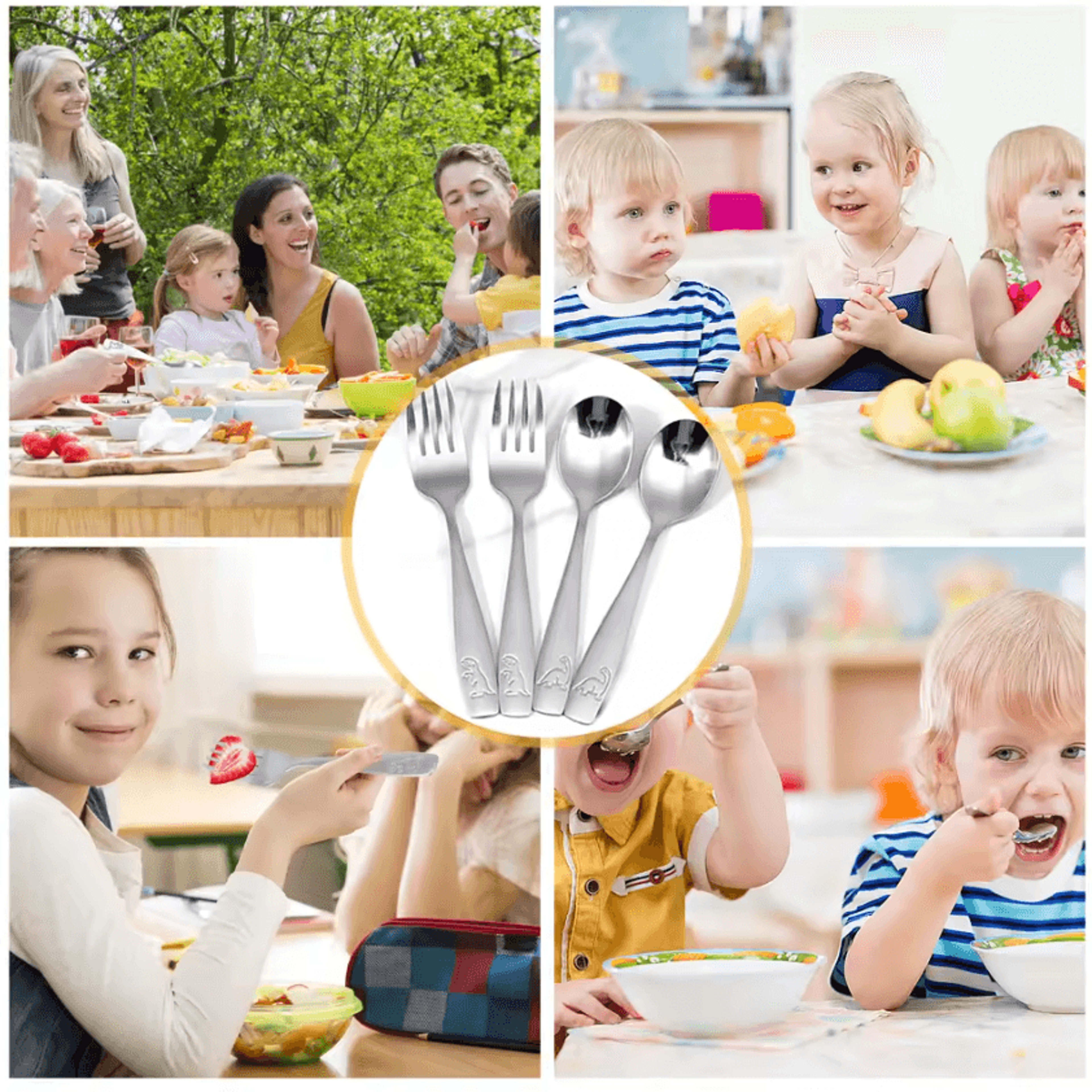 Stainless Steel Toddler Silverware Set Kids Spoon  Fork Utensil Set 1020 Pieces 3
