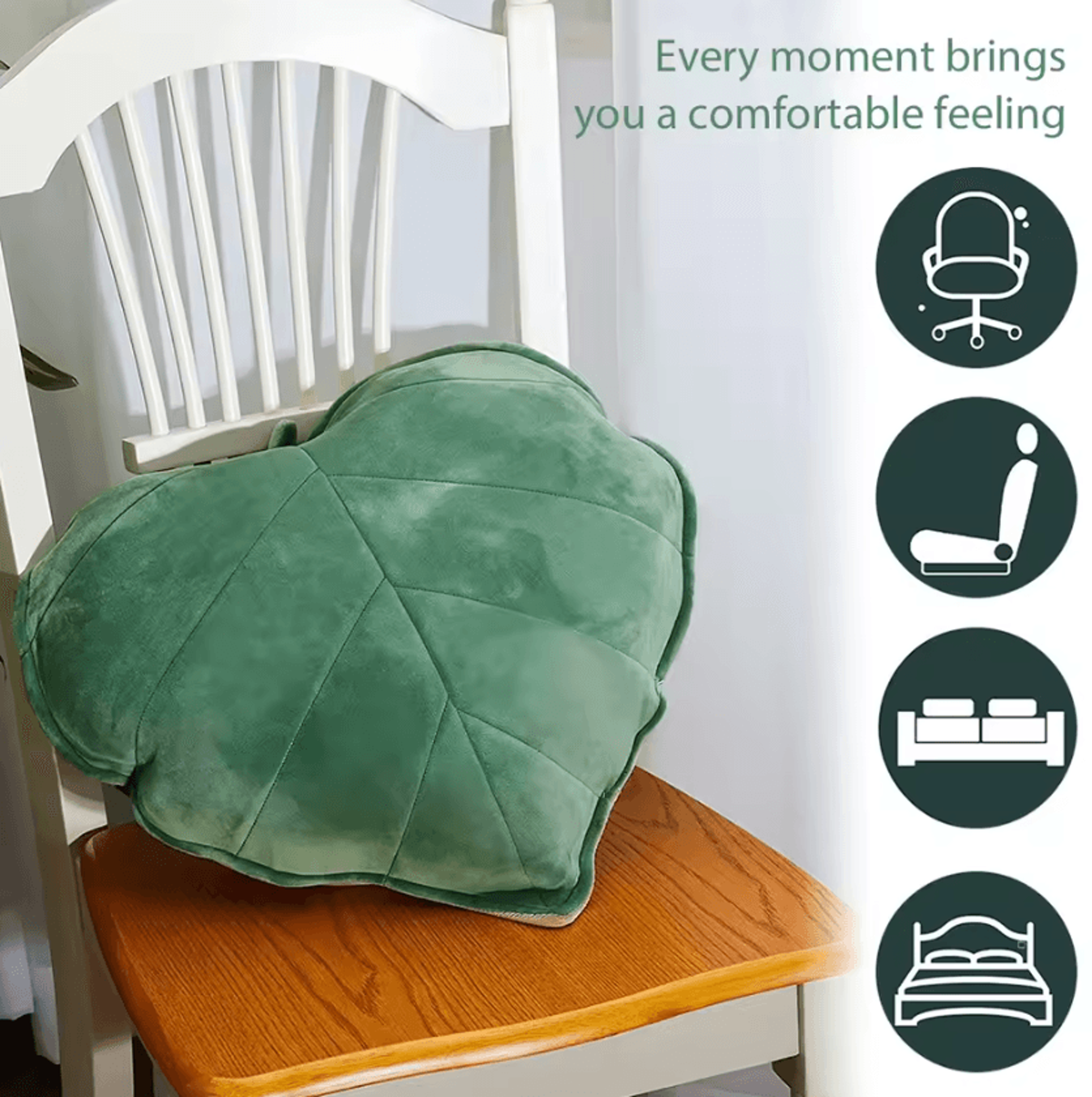 3D Leaf Throw Pillow Soft Plush Plant Shaped Decorative Cushion For Sofa Bed And Home Decor 3